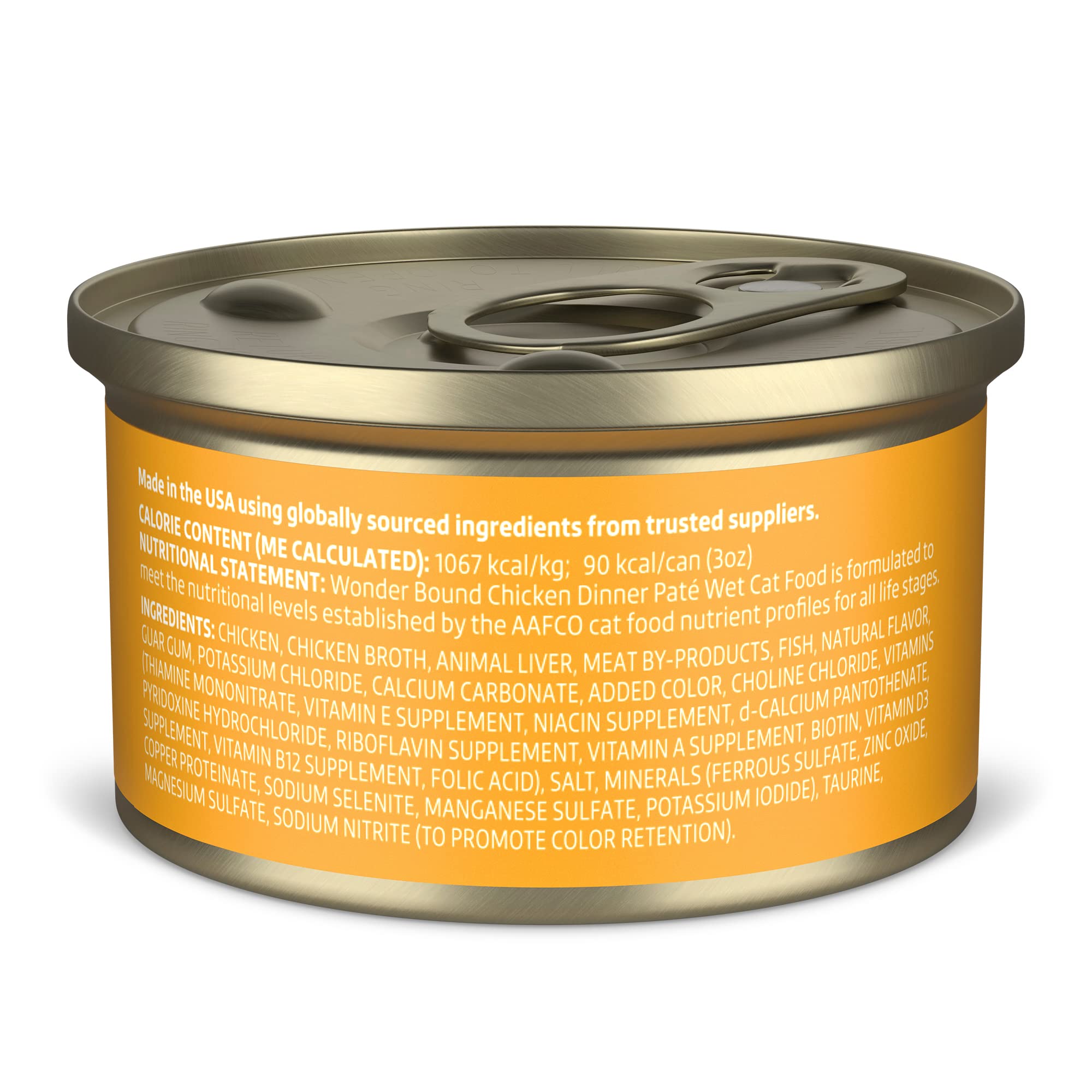 Amazon Brand - Wonder Bound Wet Cat Food, Pat  , No Added Grain, 3 oz cans, Pack of 24 (Chicken)