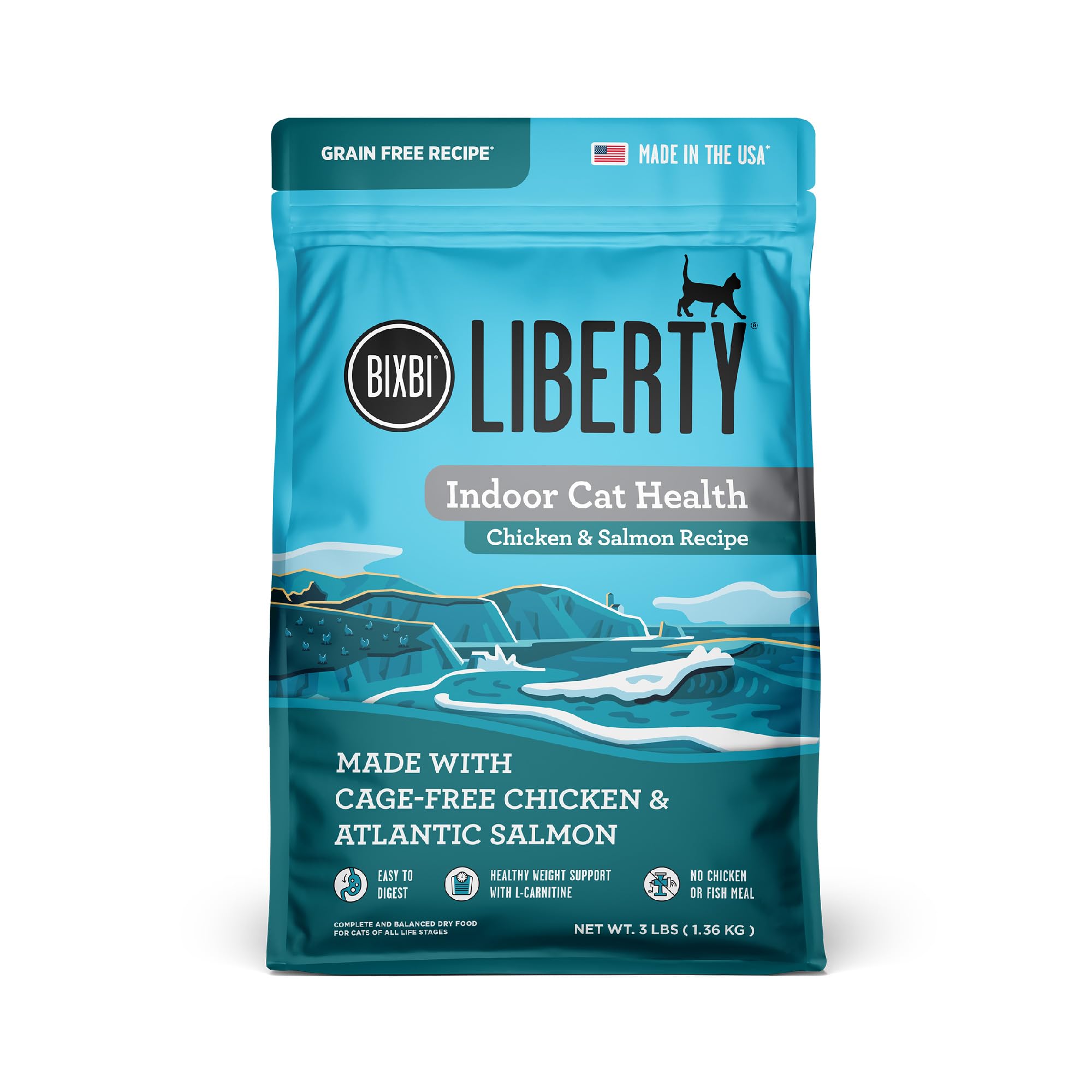 BIXBI Liberty Dry Food Indoor Cat Health Chicken & Salmon Recipe, 3lb