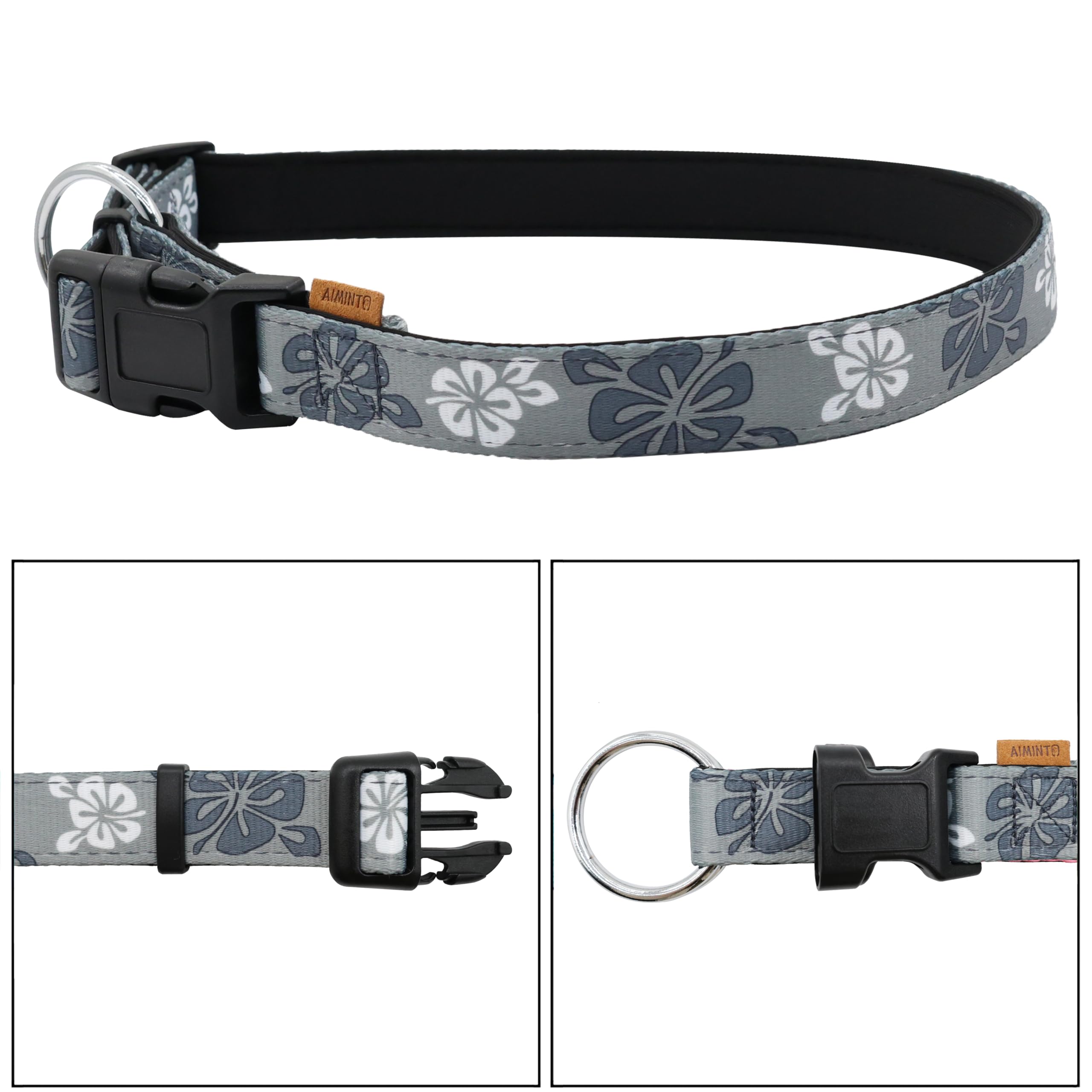 Aiminto Dog Collar, Cute Floral Pattern, Neoprene Padded And Adjustable Collar With Quick Release Buckle, Reinforced Structure (