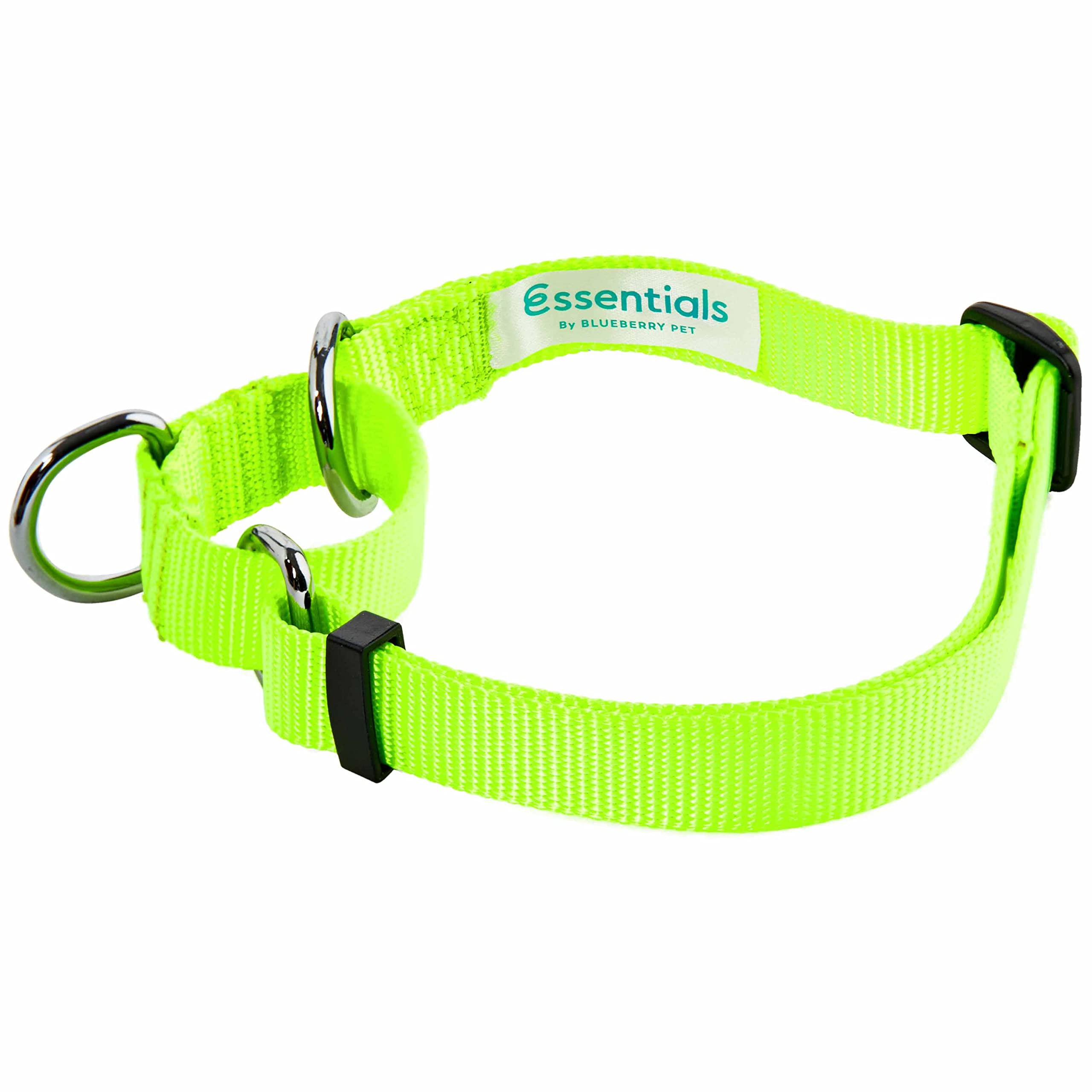 Blueberry Pet Essentials Martingale Safety Training Dog Collar, Highlighter Yellow, Small, Heavy Duty Nylon Adjustable Collars For Dogs