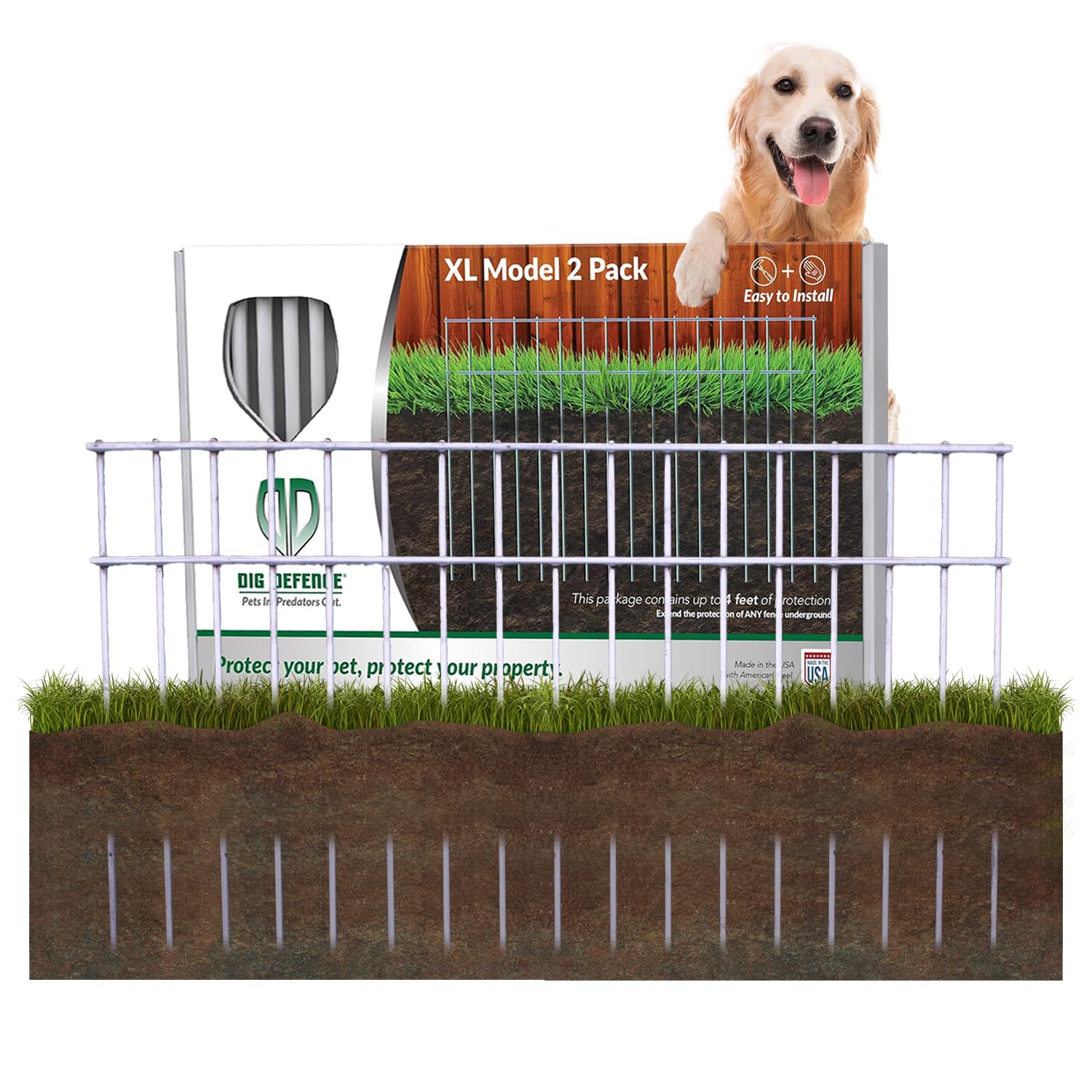 Dig Defence 2 Pack, 24   (L) x 15   (H) Original Animal Barrier Fence - X-Large No Dig Fence for Dogs & Rabbits, Durable Outdoor