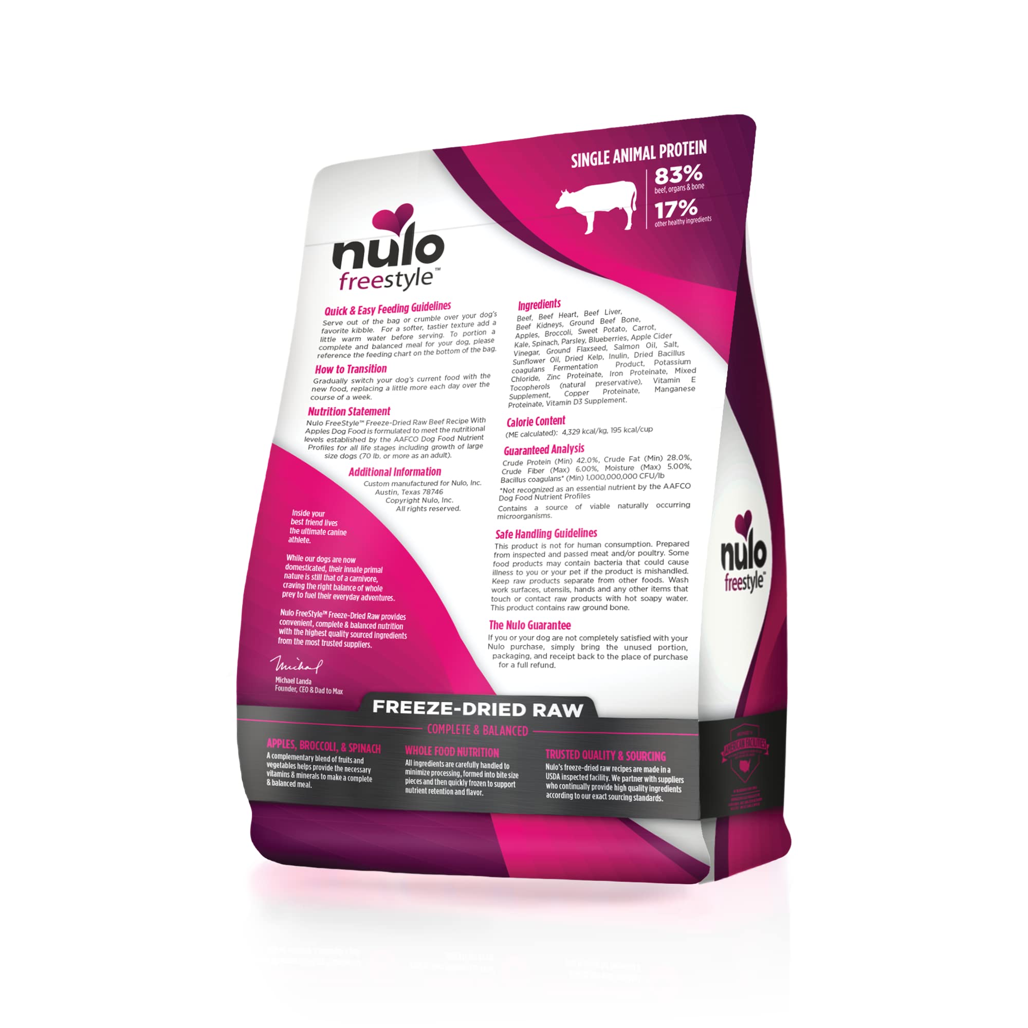 Nulo Freestyle Freeze-Dried Raw, Ultra-Rich Grain-Free Dry Dog Food for All Breeds and Life Stages with BC30 Probiotic for Diges