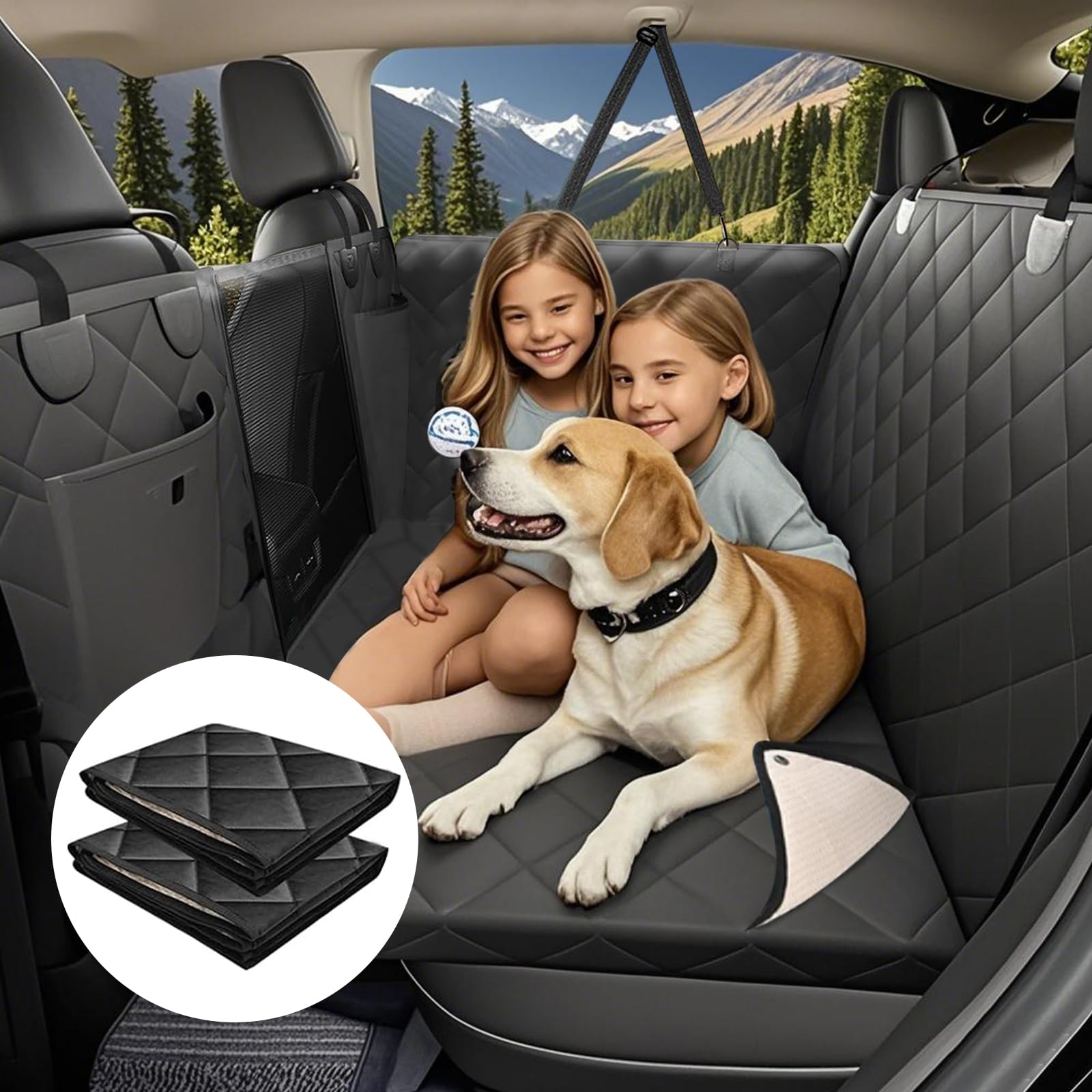 Isagapoy Back Seat Extender For Dogs - Large Space, Hard Bottom Pet Car Seat Cover (Holds 400Lbs) With Removable Soft Blankets &