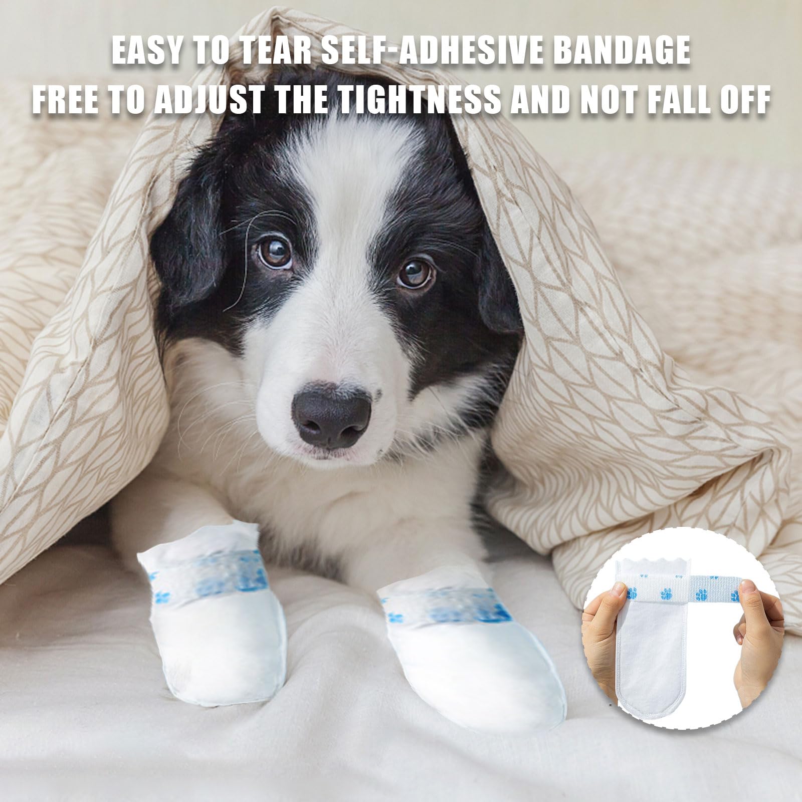 Suxgumoe Disposable Dog Boots - 20 Pcs Soft Non-Woven Pet Shoes, Small, White, Adjustable Self-Adhesive Bandage for Indoor & Outdoor Use