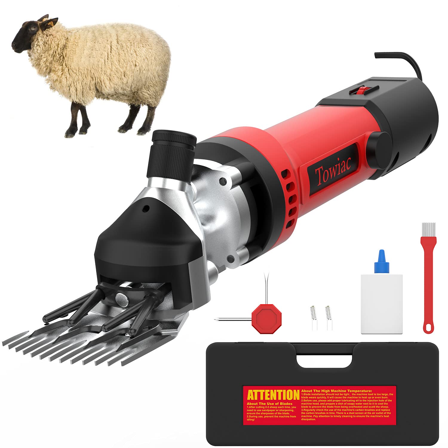 Towiac 550W Professional Electric Sheep Clipper, 6 Speeds Heavy Duty Dog Shears for Thick Fur