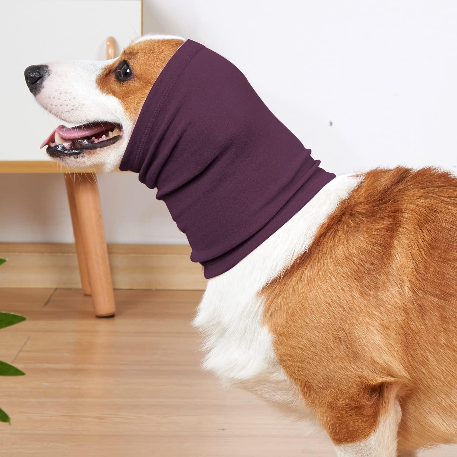 DDFS Dog Head Cover Keep Calm Ear Wrap Neck Muff Wrap Hematoma Dog Ear Cover Pail Lilac+Pink M