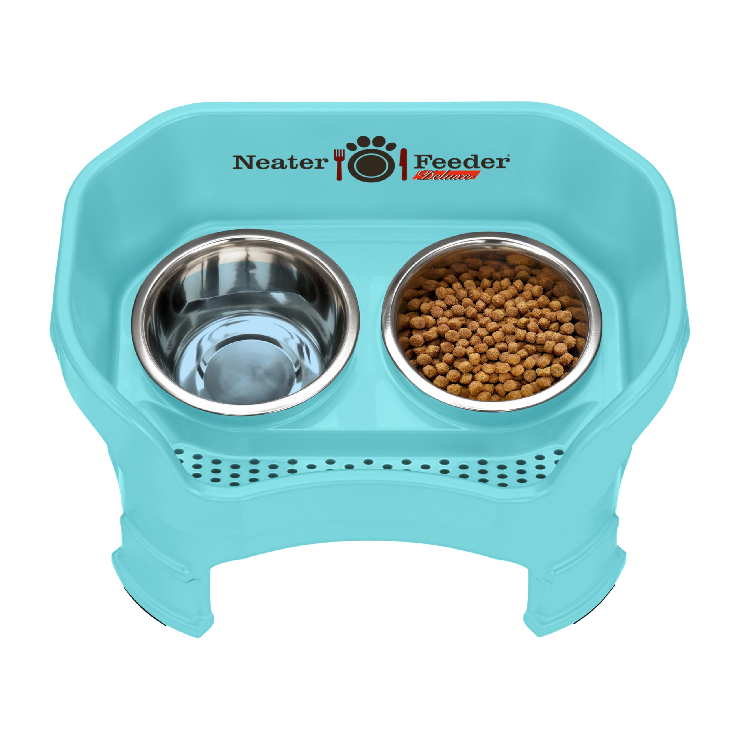 Neater Feeder Deluxe Mess Proof Dog Bowls Elevated Medium Sized Dogs (19-40 lbs) Made in USA, No Spill Raised Dog Food Bowl Stan