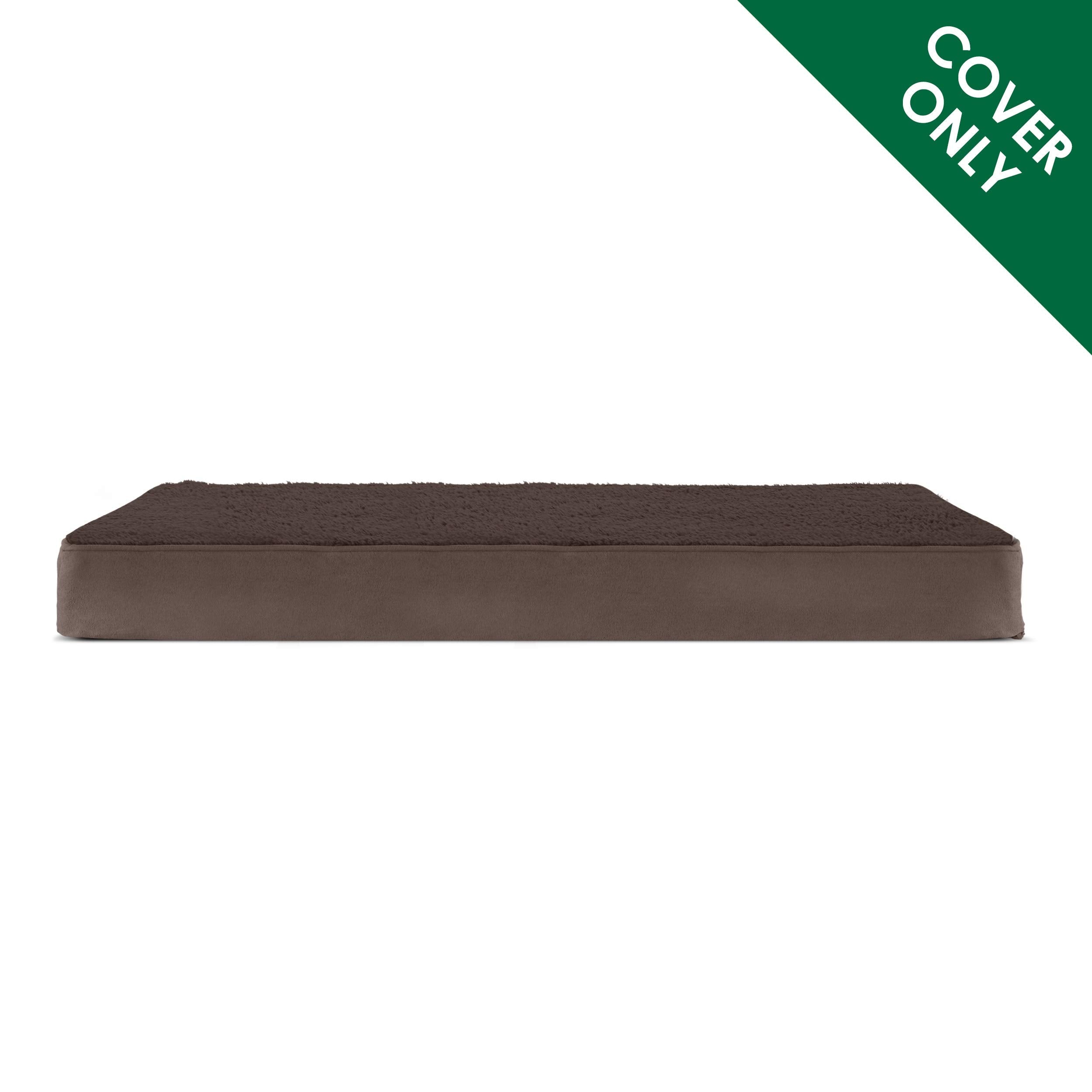 Furhaven Replacement Dog Bed Cover Terry & Suede Mattress, Machine Washable - Espresso, Jumbo (X-Large)