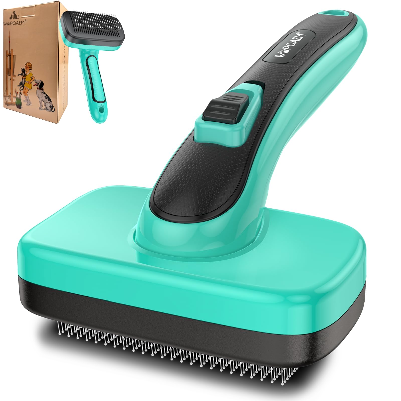 Wopqaem Self Cleaning Slicker Brush For Shedding Long Short Haired Dogs & Cats, Remove Loose Tangling Knot Undercoat Fur Mats, G