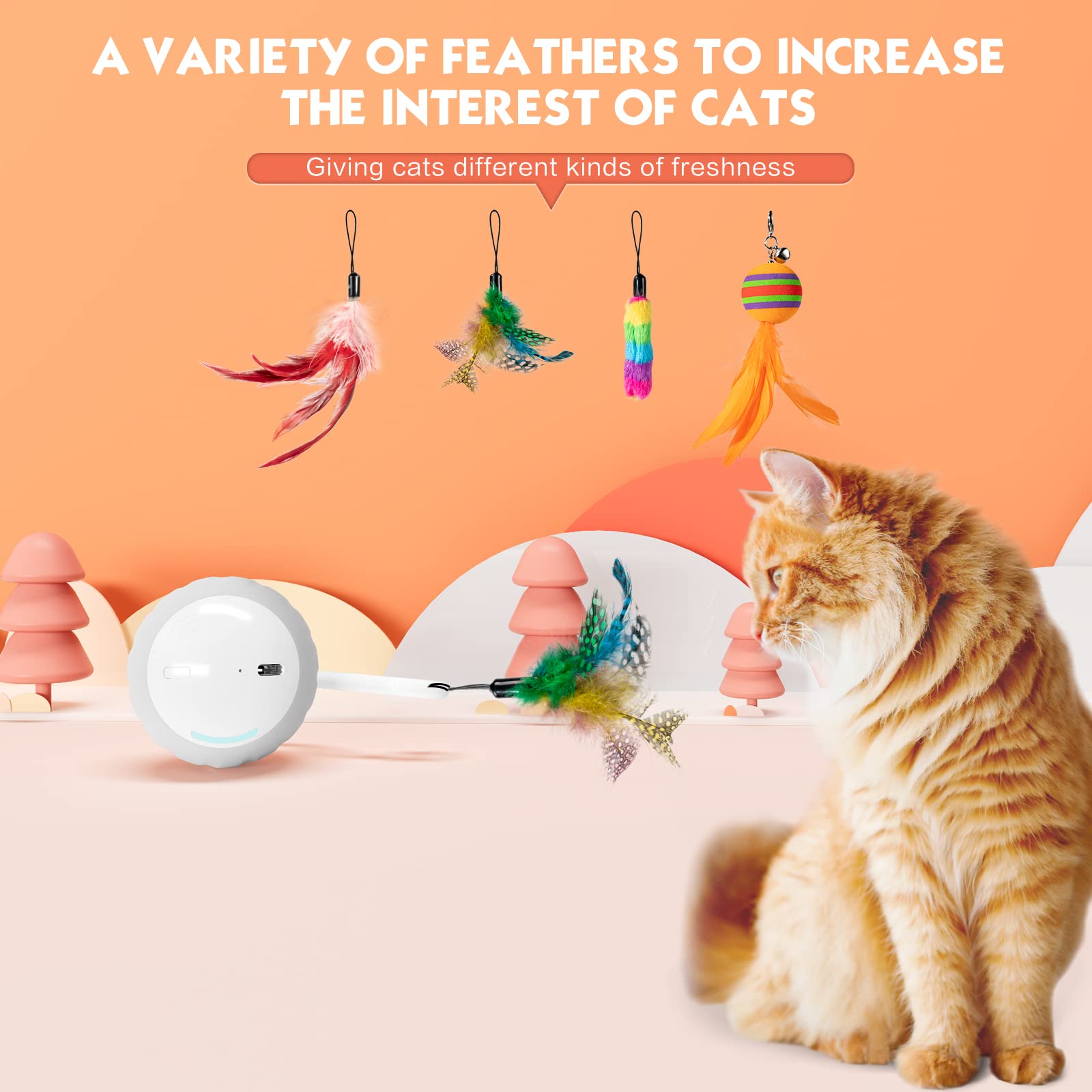 AAA AMUSANG Interactive Cat Ball Toy - USB Rechargeable, LED Lights, Grey, Medium, ABS & Silicone, Sound Activated, 2 Speeds for Cats