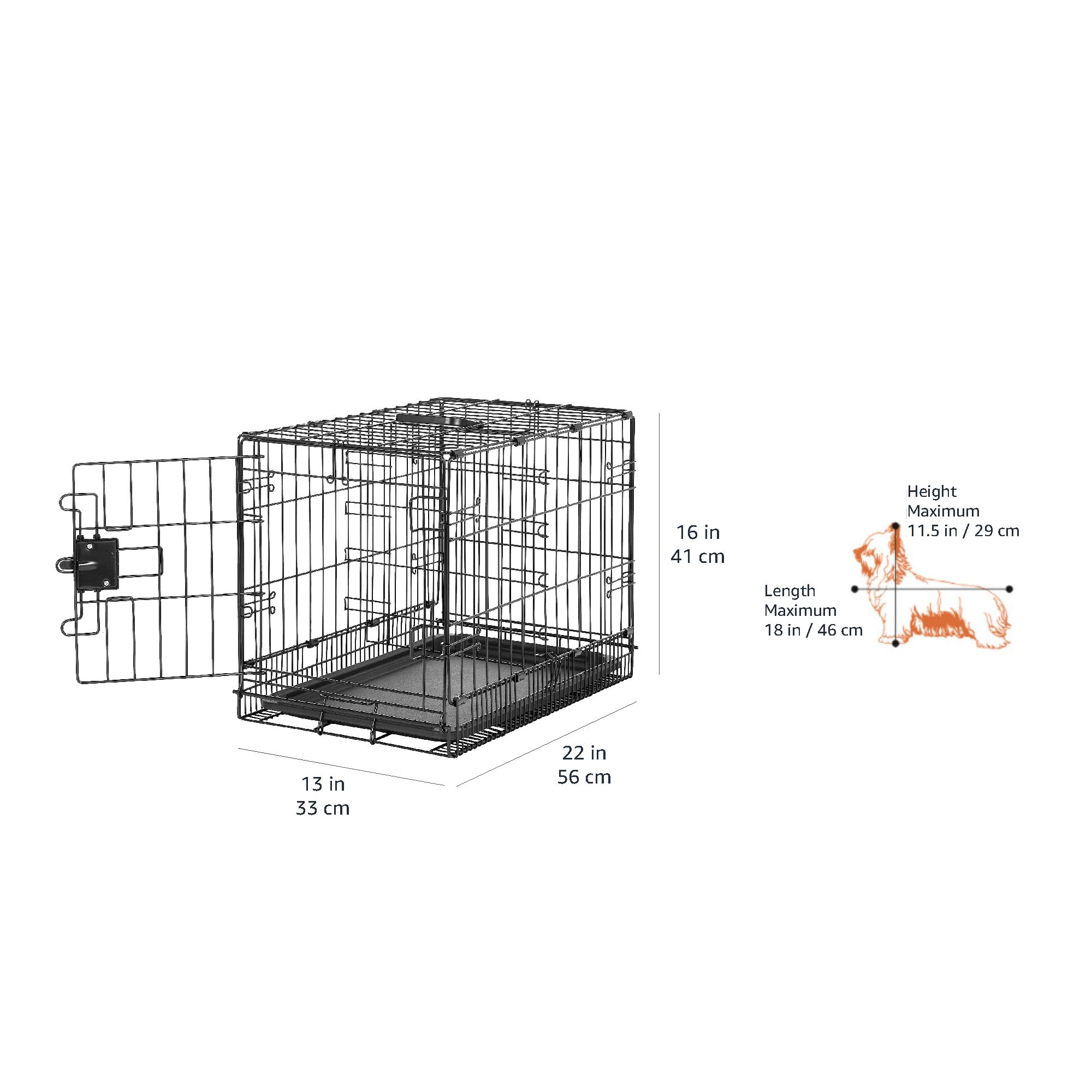 Amazon Basics Durable, Foldable Metal Wire Pet Crate With Tray, Portable And Sturdy For Travel, Single Door, Divider Panel, Perf