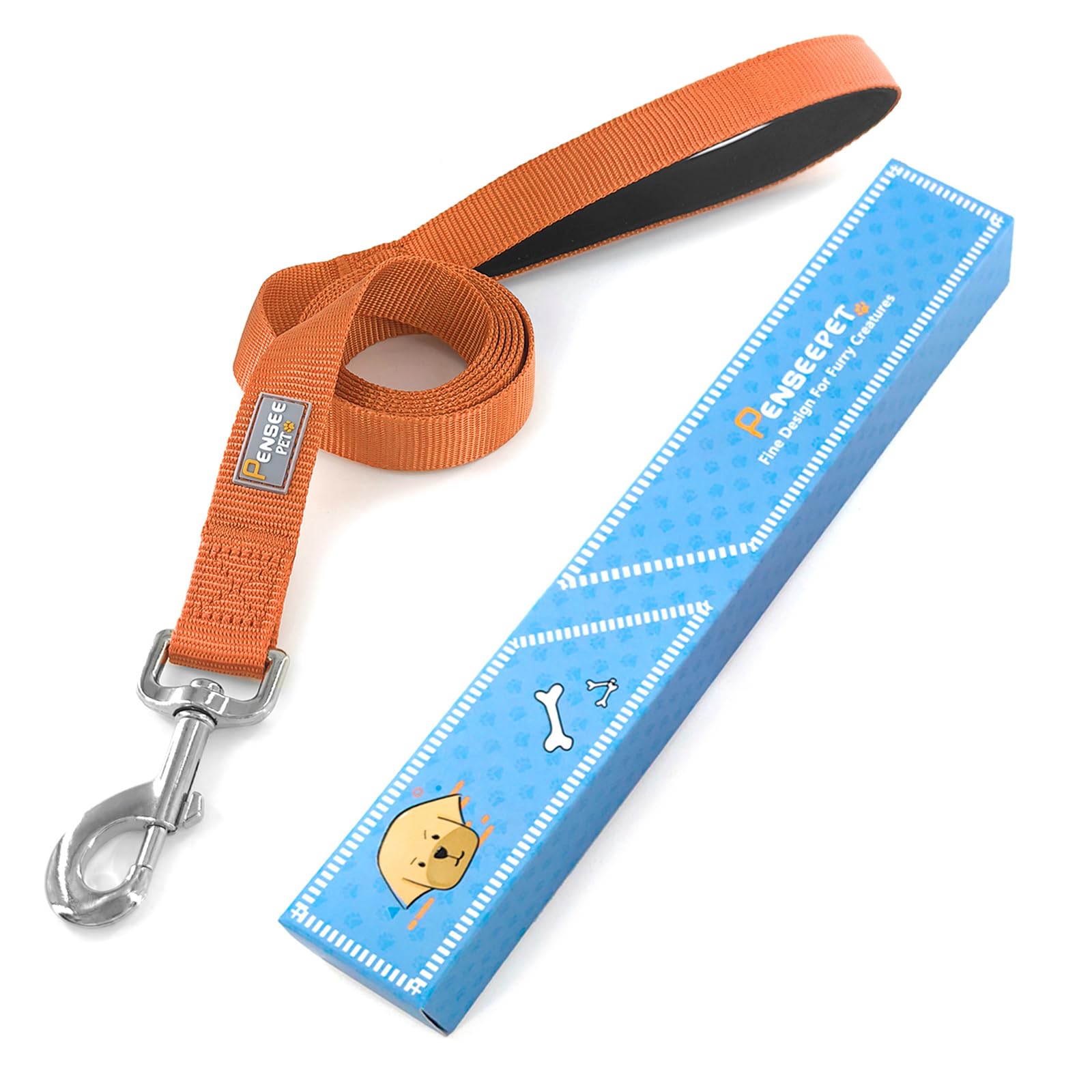 Penseepet Basic Dog Leashes 6 Ft Padded Handle Nylon Dogs Leashes For Large Dogs Orange