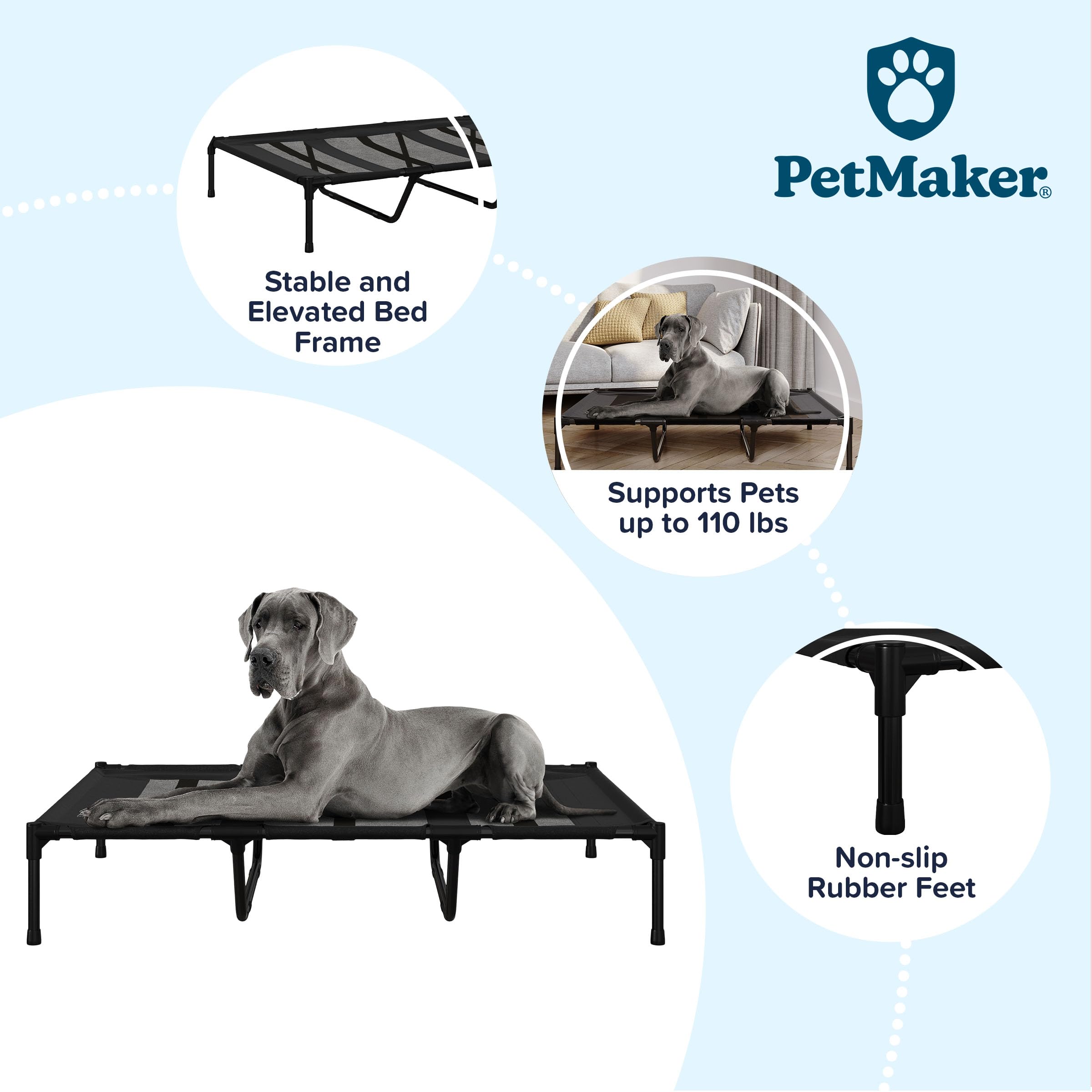 Petmaker Elevated Dog Bed - 48X36-Inch Portable Pet Bed With Non-Slip Feet - Indoor/Outdoor Dog Cot Or Puppy Mattress For Pets U
