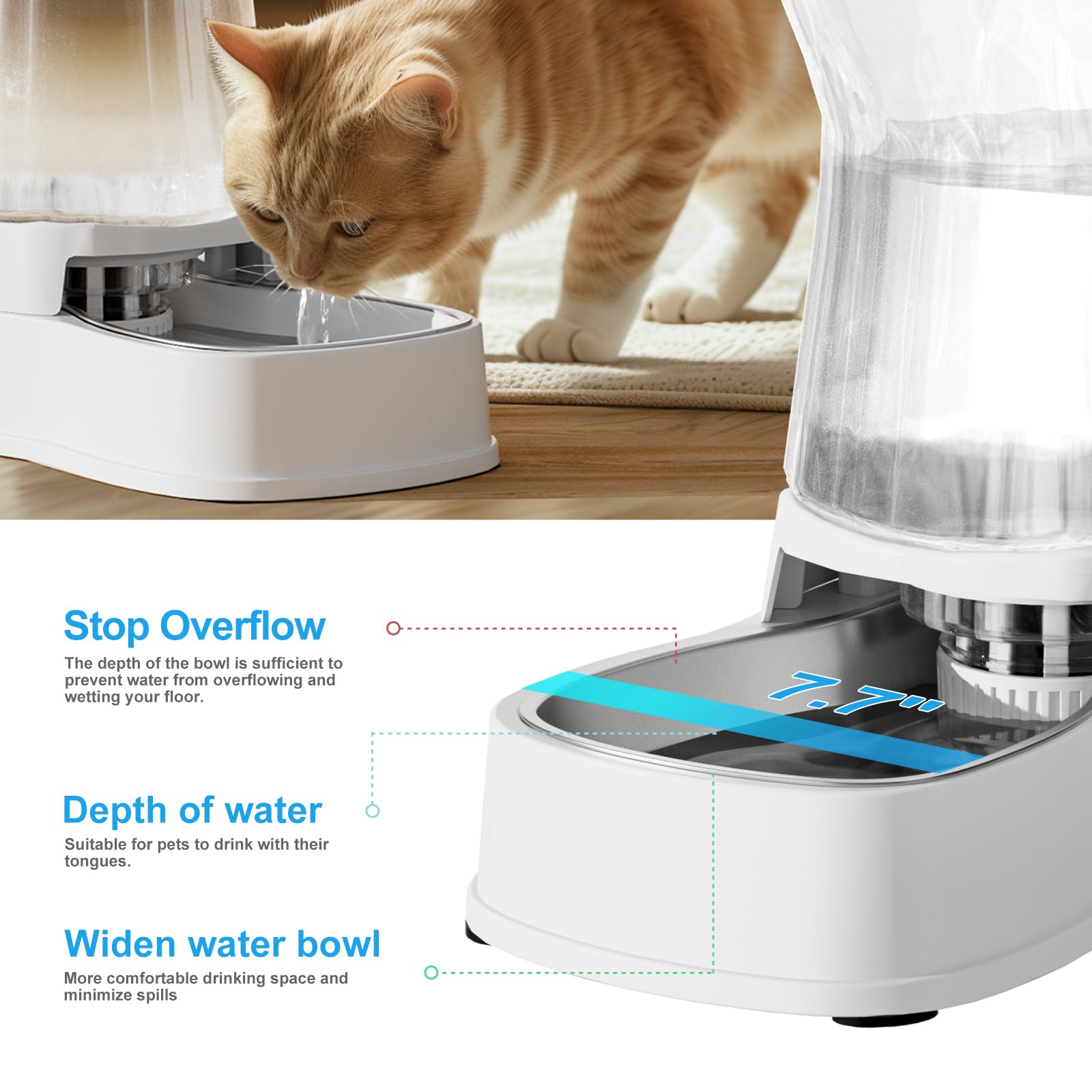 Gardner Pet Automatic Gravity Water Dispenser for Dogs, 1 Gallon, Pearl White, BPA-Free, Model GP01B1724WH
