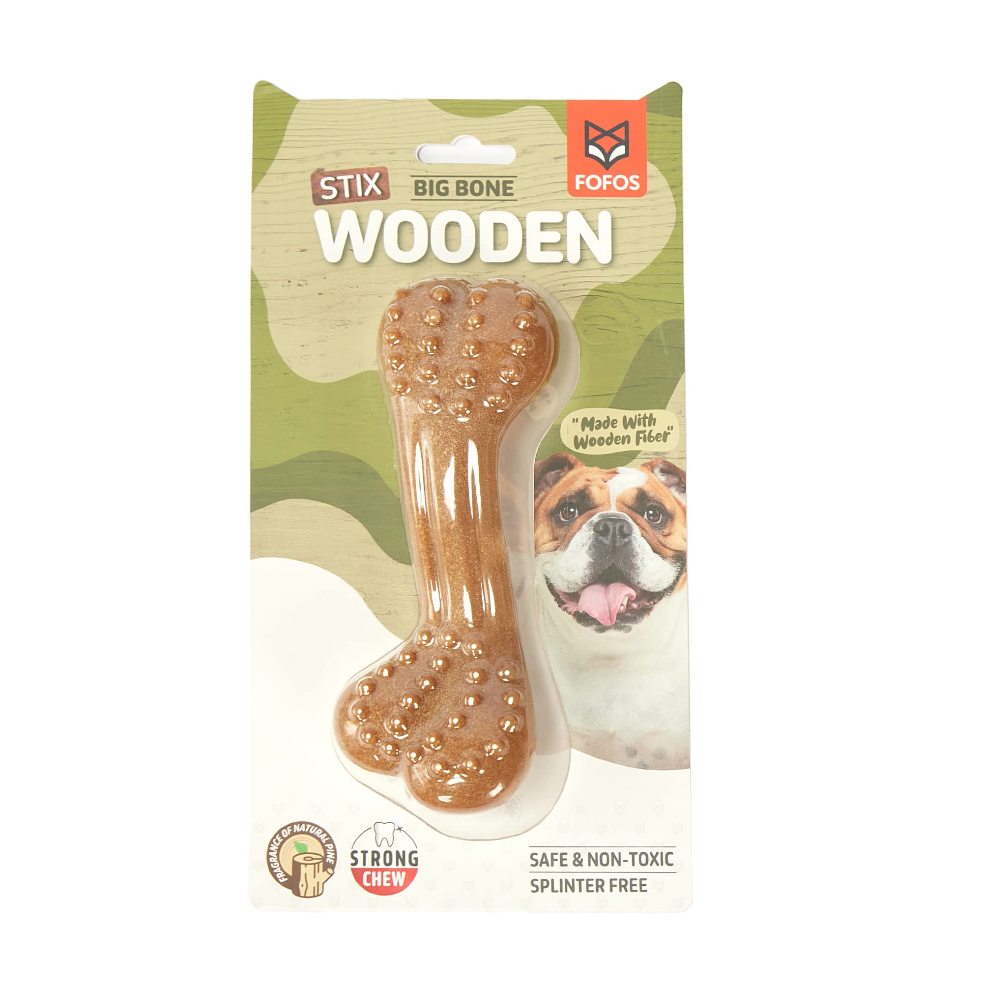Barkbutler X Fofos Woodplay Brush Bone Durable Dog Chew Toy  Brown, Real Wood Fibre Dog Toys, Cleans Teeth, Massages Gums, Spli