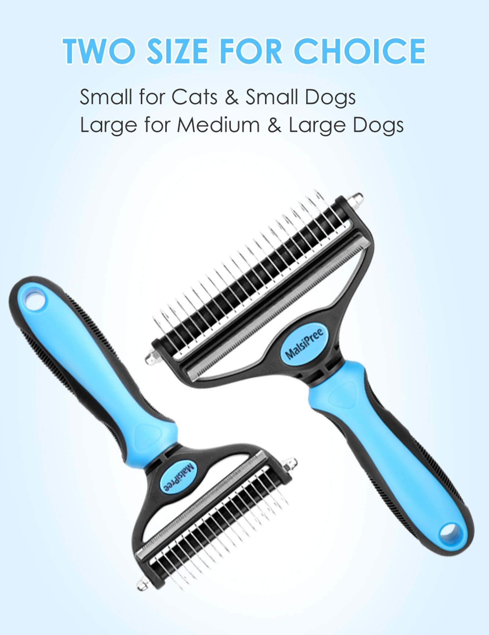 Malsipree Dog Grooming Brush For Shedding - 2 In 1 Deshedding Tool And Undercoat Rake For Long And Short Haired Dogs With Double
