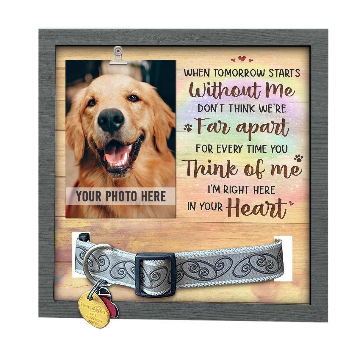 Pawfect House Dog Memorial Gifts For Loss Of Dog, Don'T Think We'Re Far Apart, Pet Loss Sign, Pet Memorial Collar Frame, Dog Ber