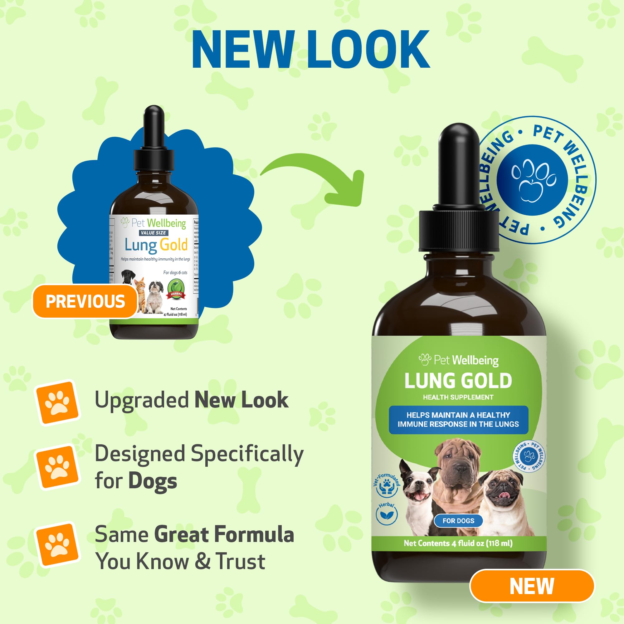Pet Wellbeing Lung Gold for Dogs & Cats - Vet-Formulated - Lung & Respiratory Immune Support, Open Airways, Easy Breathing - Nat