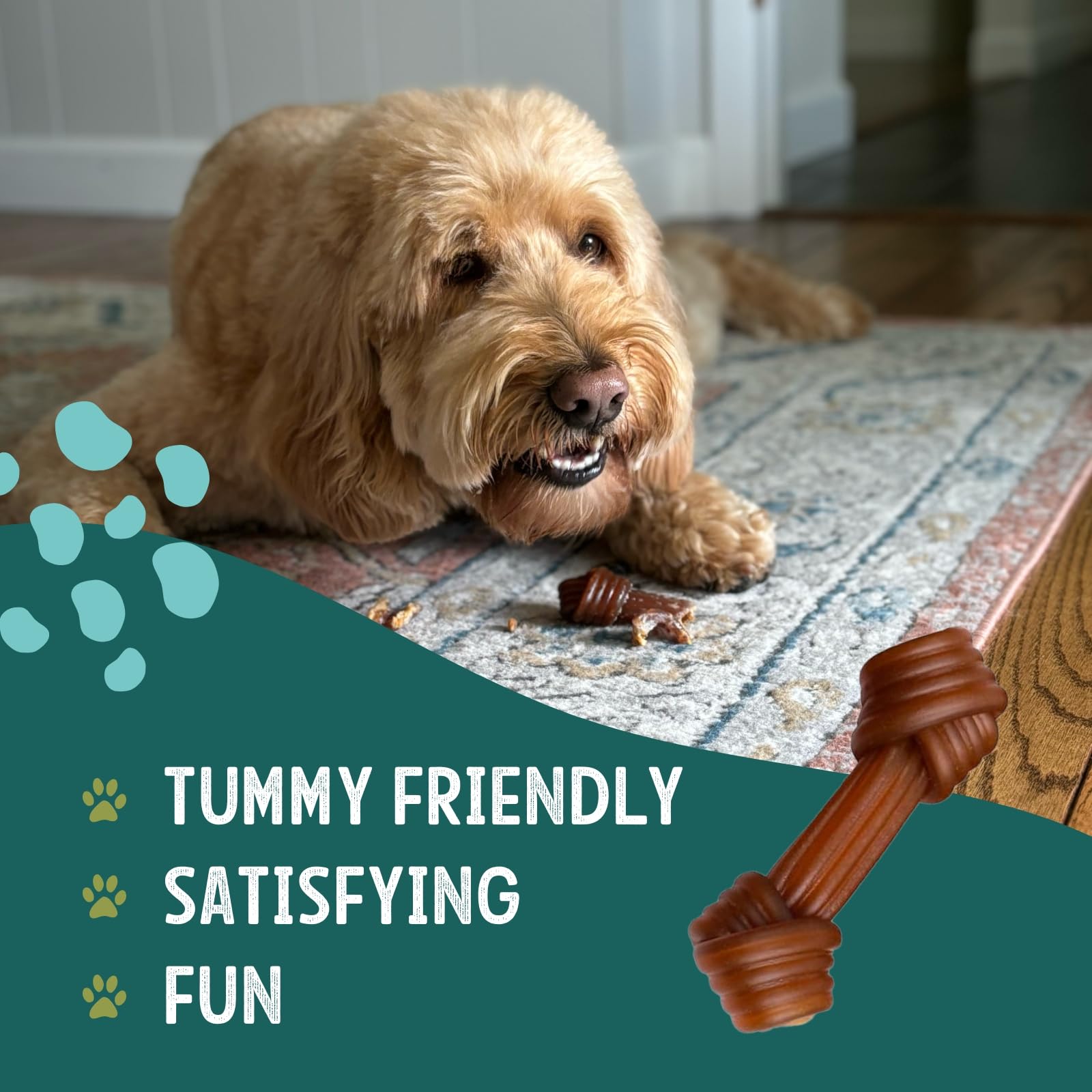 Gnawturals Rawhide Free Dog Chews | Ribbed Bones | for Large - Extra Large Dogs | Pumpkin, Psyllium Husk and Chicory Root for Ea