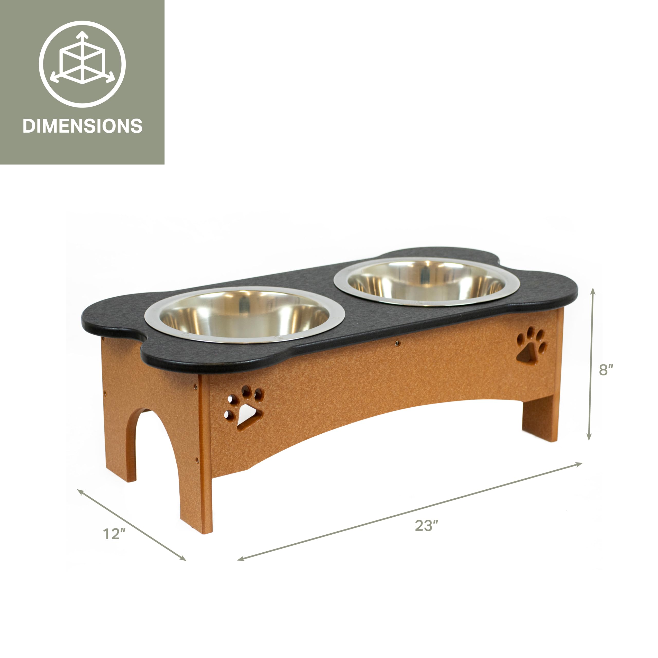 Double Water and Food Bowl Made of High Density Poly Resin for Taller Dogs