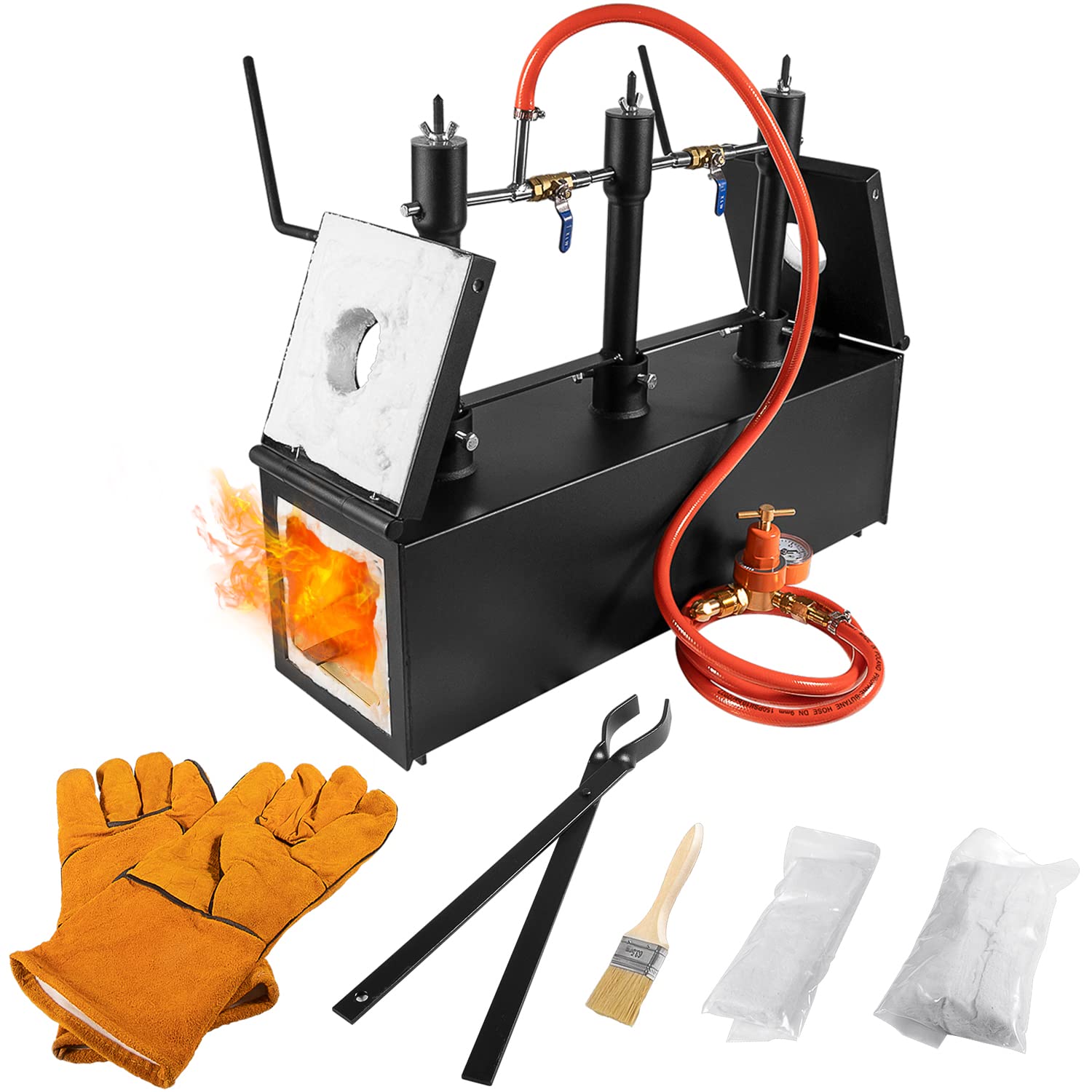 Triple Burners Portable Propane Gas Forge Three Burners 2700F/1482? Large Capacity Square Forging Furnace For Blacksmithing Farr