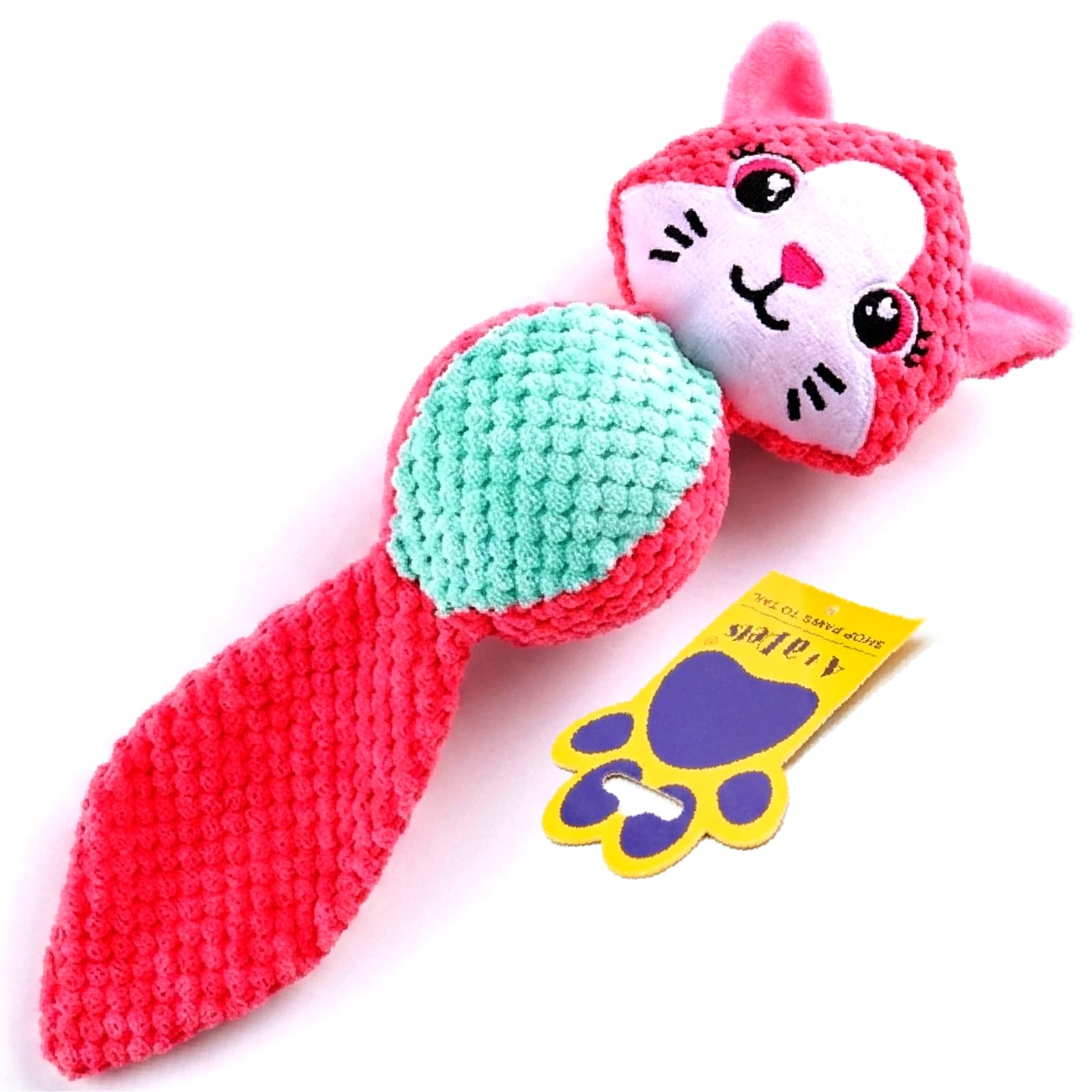 A+A Pets Mimi The Kitty | Plush Squeaky Soft Dog Toy | Interactive Play For Cats, Dogs (Multi)