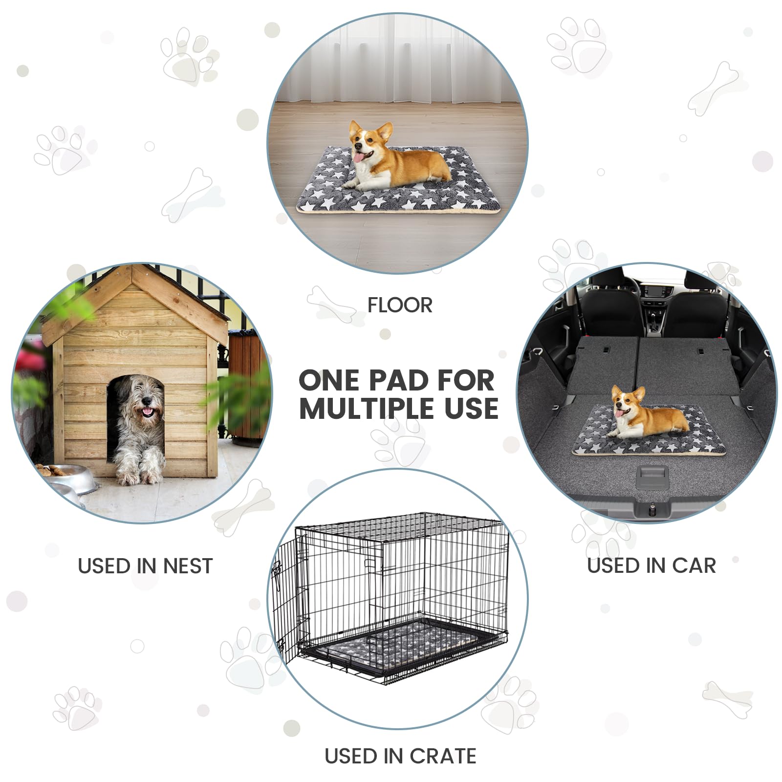 Dog Bed Pet Mat Machine Washable Grey (39X28X1.5In)