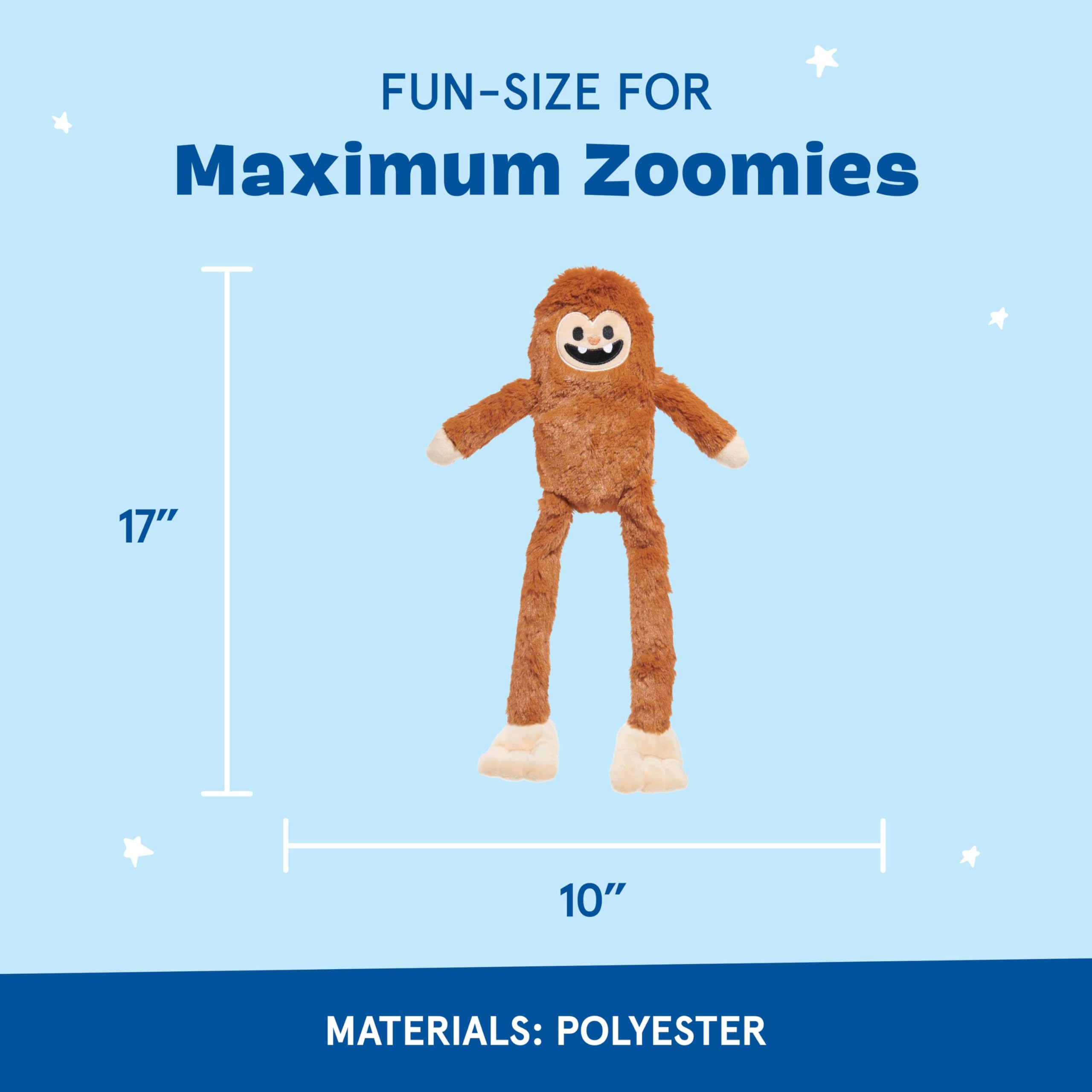 Barkbox Sasquatch Josh Plush Dog Toy - Squeaky Toy with Crazy Crinkle, Whip-N-Flip Arms, and Soft Plush Design for Interactive P