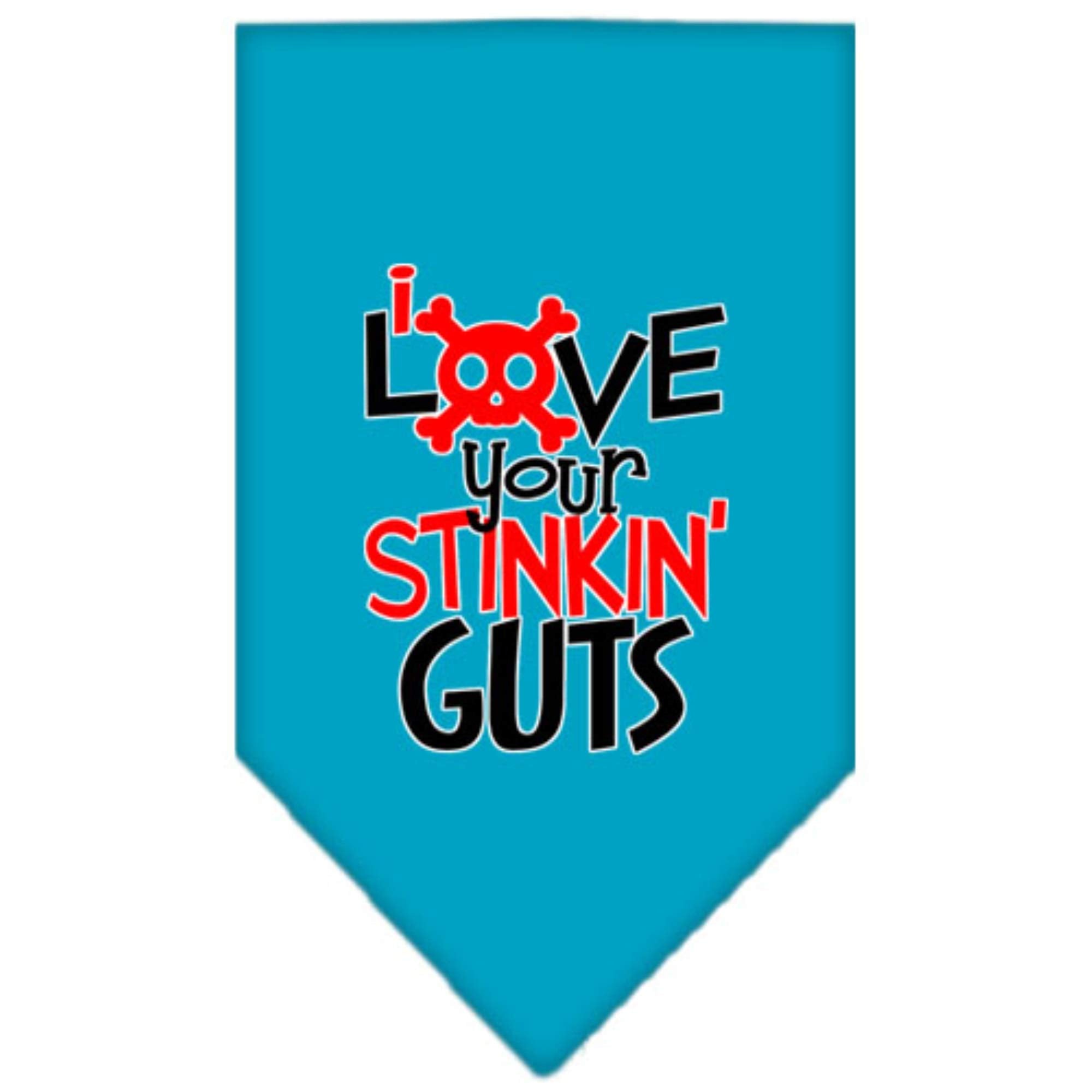 Mirage Pet Product Love Your Stinkin Guts Screen Print Bandana Turquoise Large