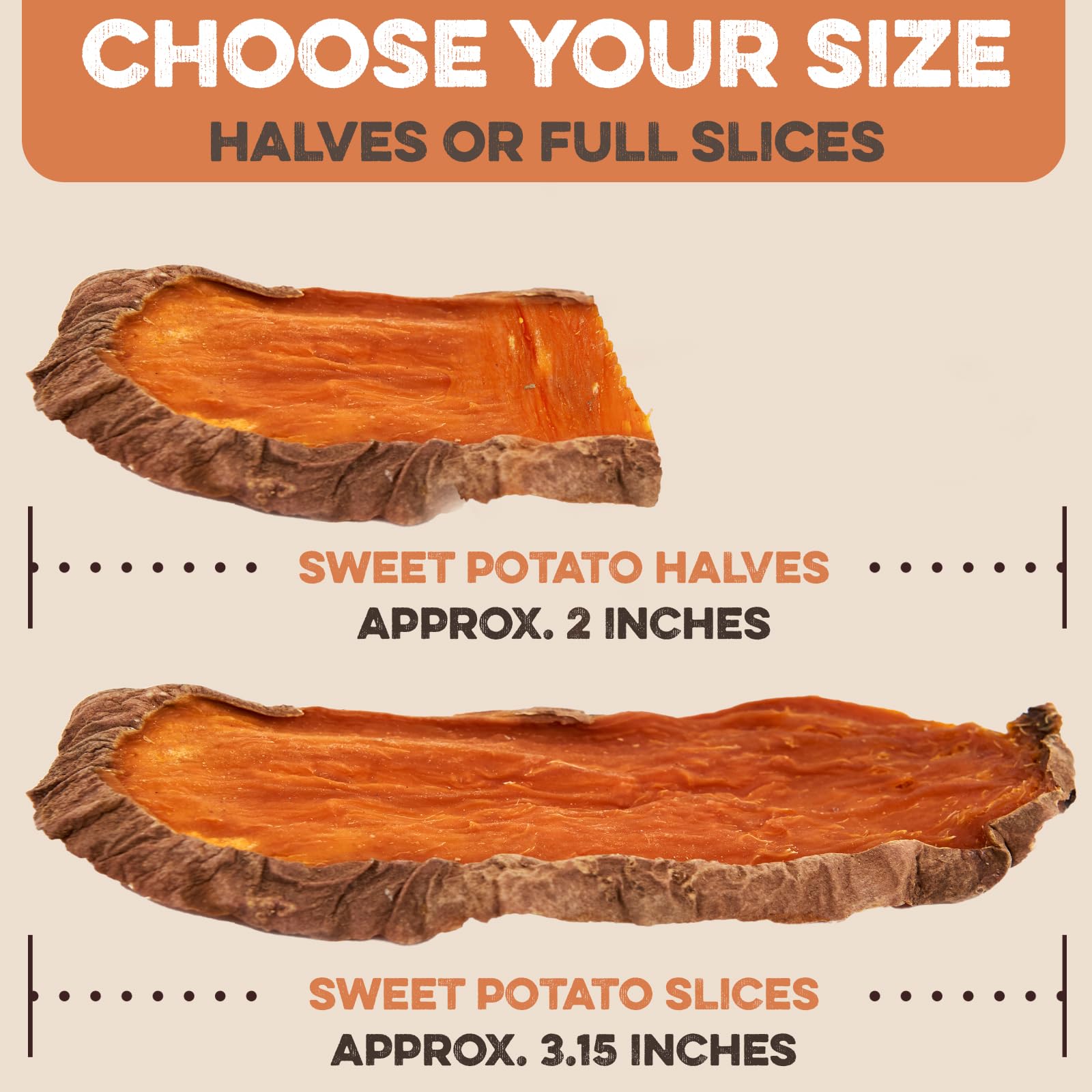 Sweet Potato Slices For Dogs - Single Ingredient Grain Free Dog Treats, Best High Anti-Oxidant Healthy 100% Natural Thick Cut Dr
