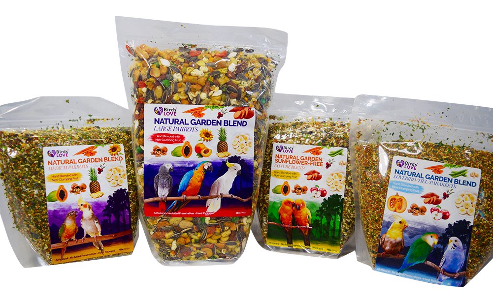 Birds LOVE All Natural Garden Blend Bird Food for Medium Birds - Cockatiels, Green Cheek Conures, Ringneck Parakeets and Small Q