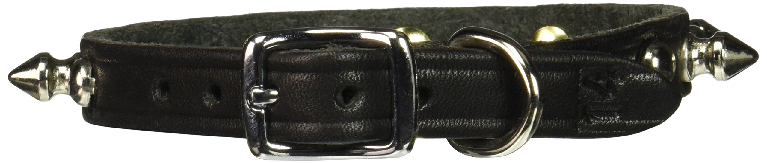 Omnipet 12Lks-Bk14 Spiked & Studded Latigo Leather Dog Collar, Black, 1/2' X 14'