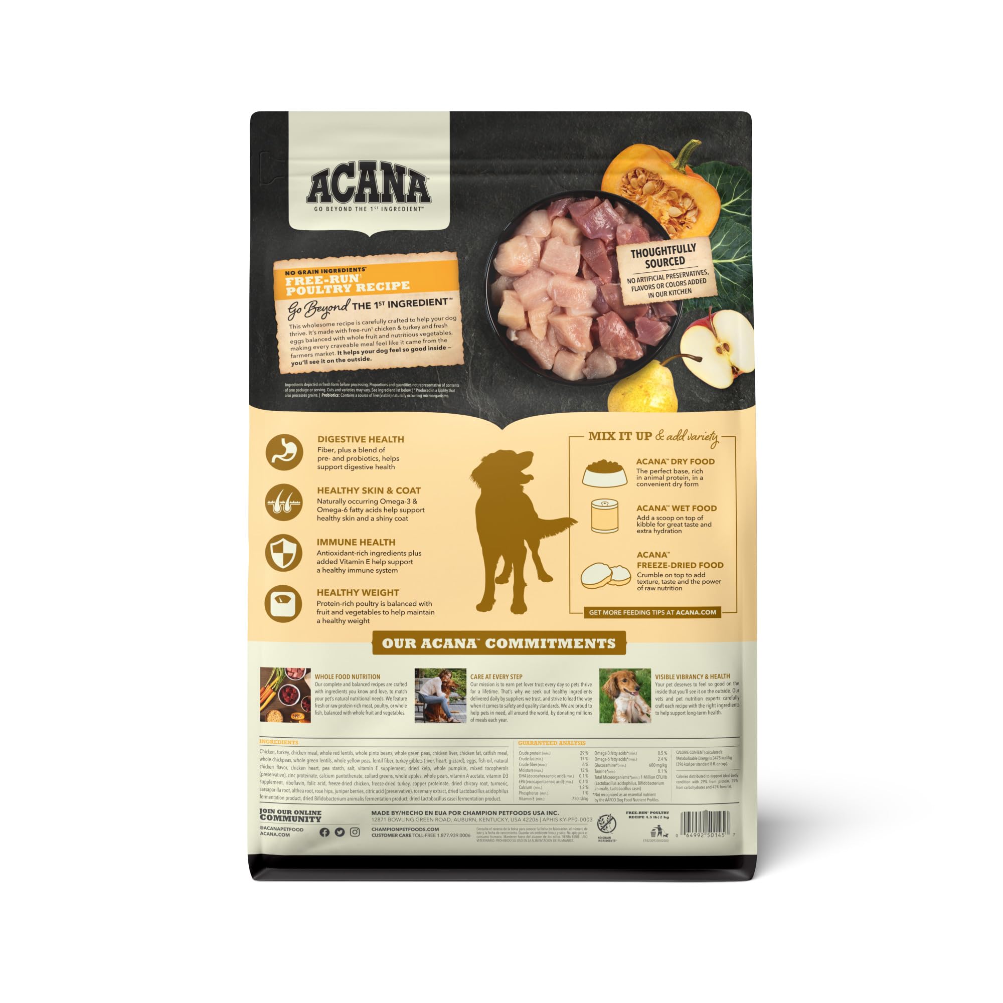 ACANA Grain Free Dry Dog Food, Free-Run Poultry Dog Food Recipe, 4.5lb