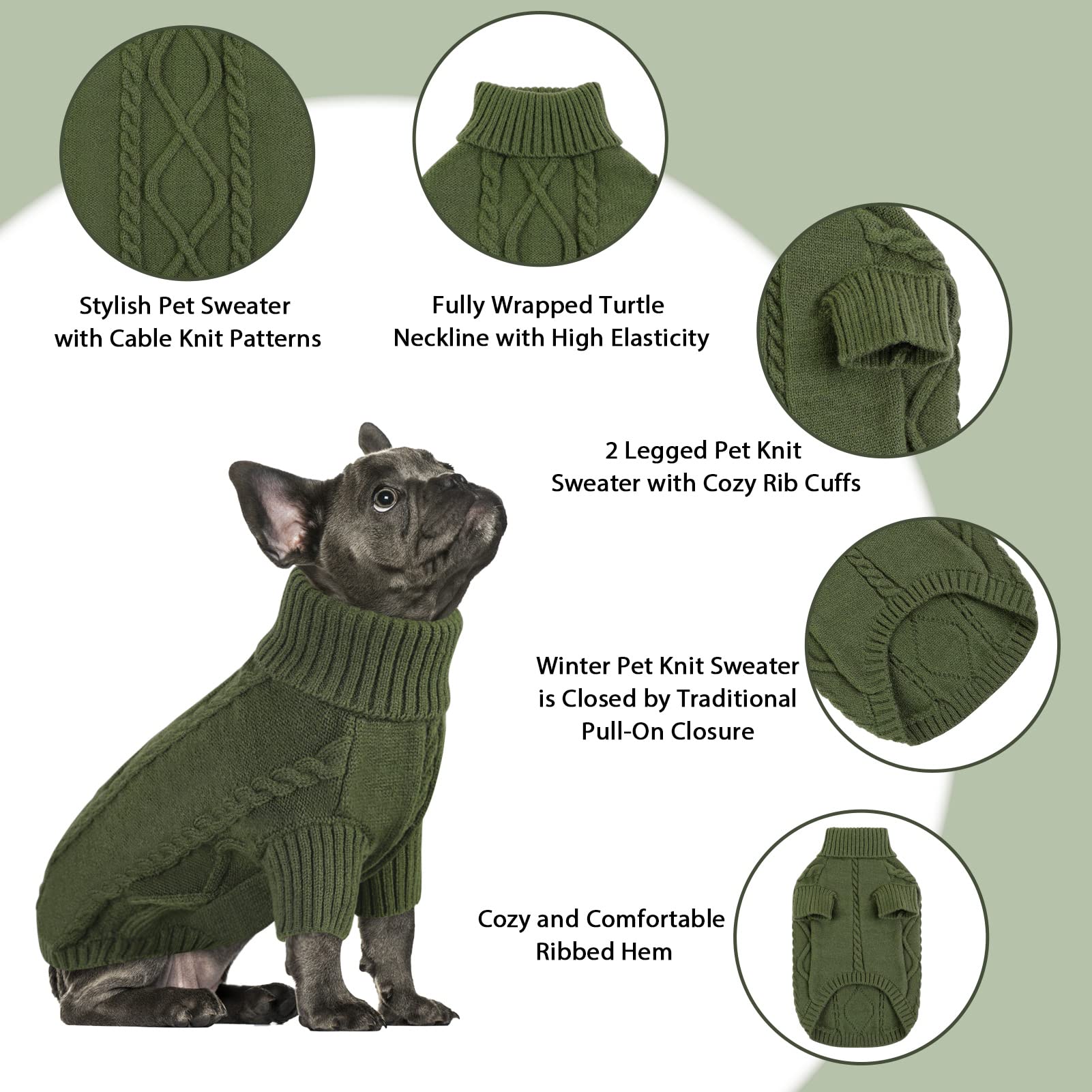 Queenmore Dog Christmas Sweater,Turtleneck Knitted Pullover Xmas Dog Clothes Sweatshirt,Dog Christmas Outfit, Warm Dog Sweaters