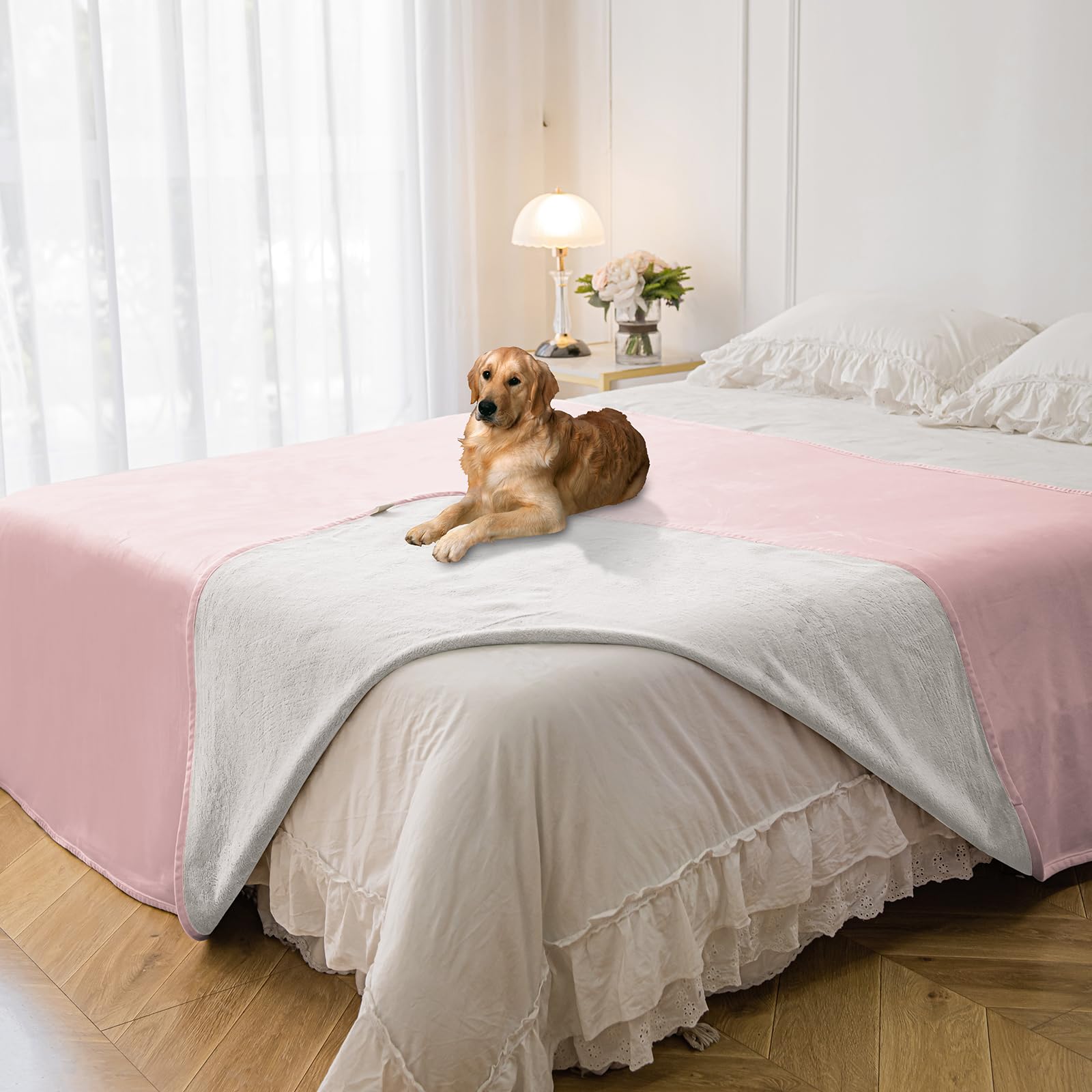Waterproof Blanket For Bed Protection, Washable Dog Blankets For Couch, Soft Reversible Pet Throw Furniture Protector Cover For 