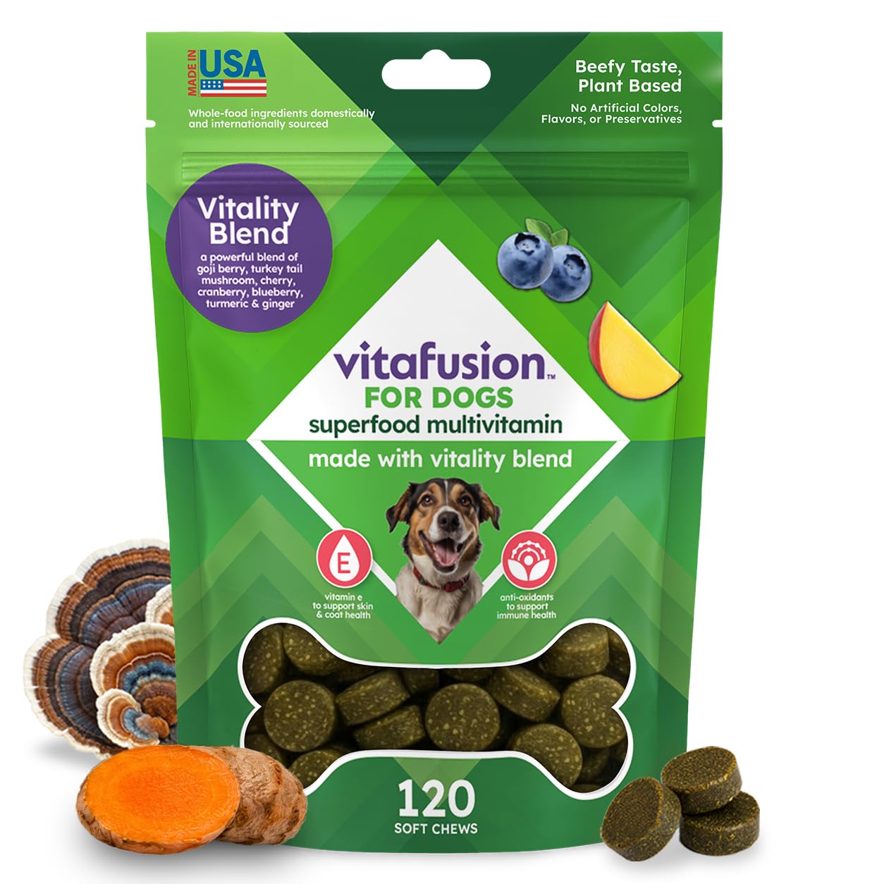 VitaFusion for Dogs Superfood Multivitamin - Daily Immune, Skin & Bone Support with Vitamins A, D & E + Antioxidant Superfoods -