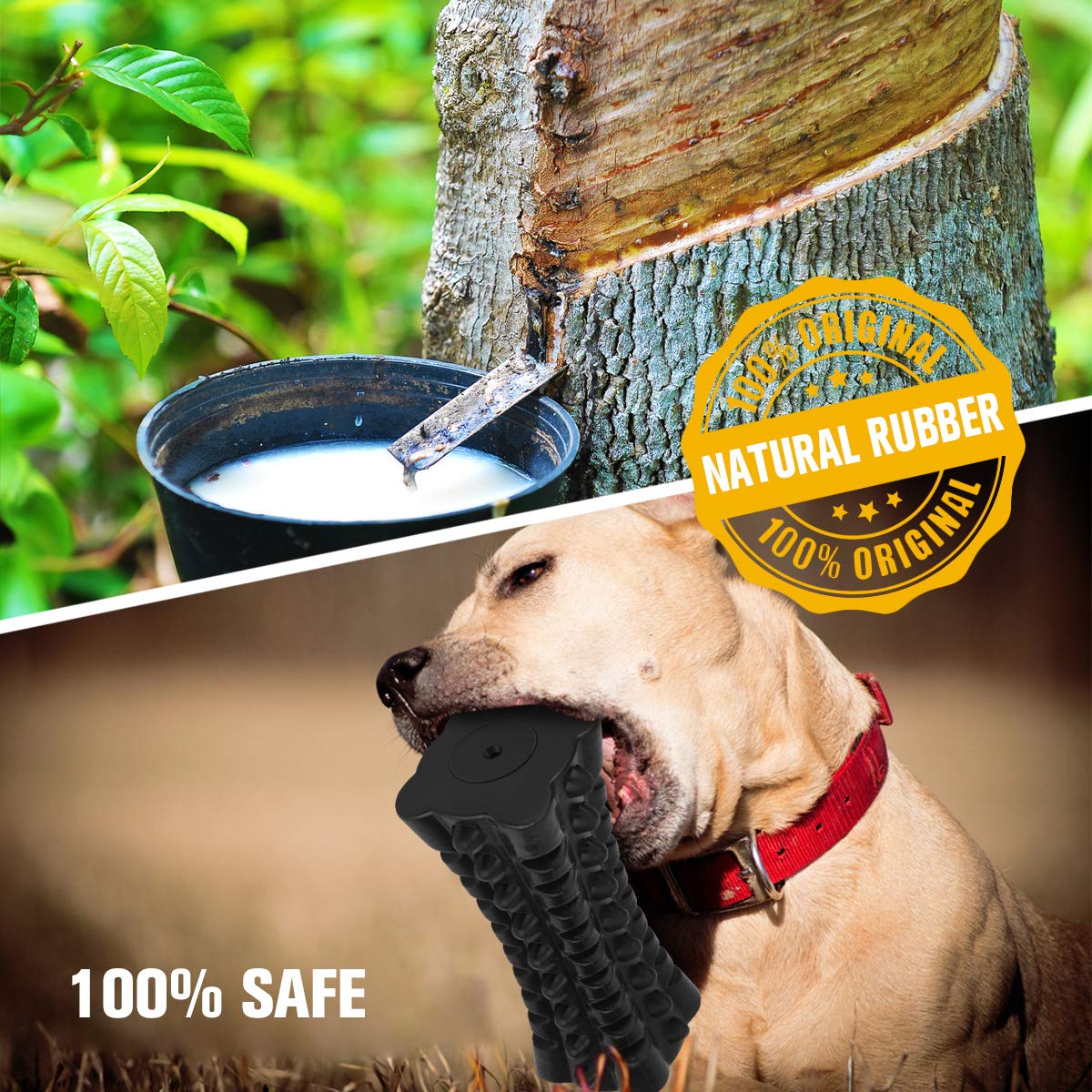 Vanfine Tough Squeaky Dog Toys For Aggressive Chewers - Dog Chew Toys For Aggressive Chewers Large Breed Stick - Durable Dog Toys For Aggressive Chewers Non-Toxic Natural Rubber Beef Flavor (Black)