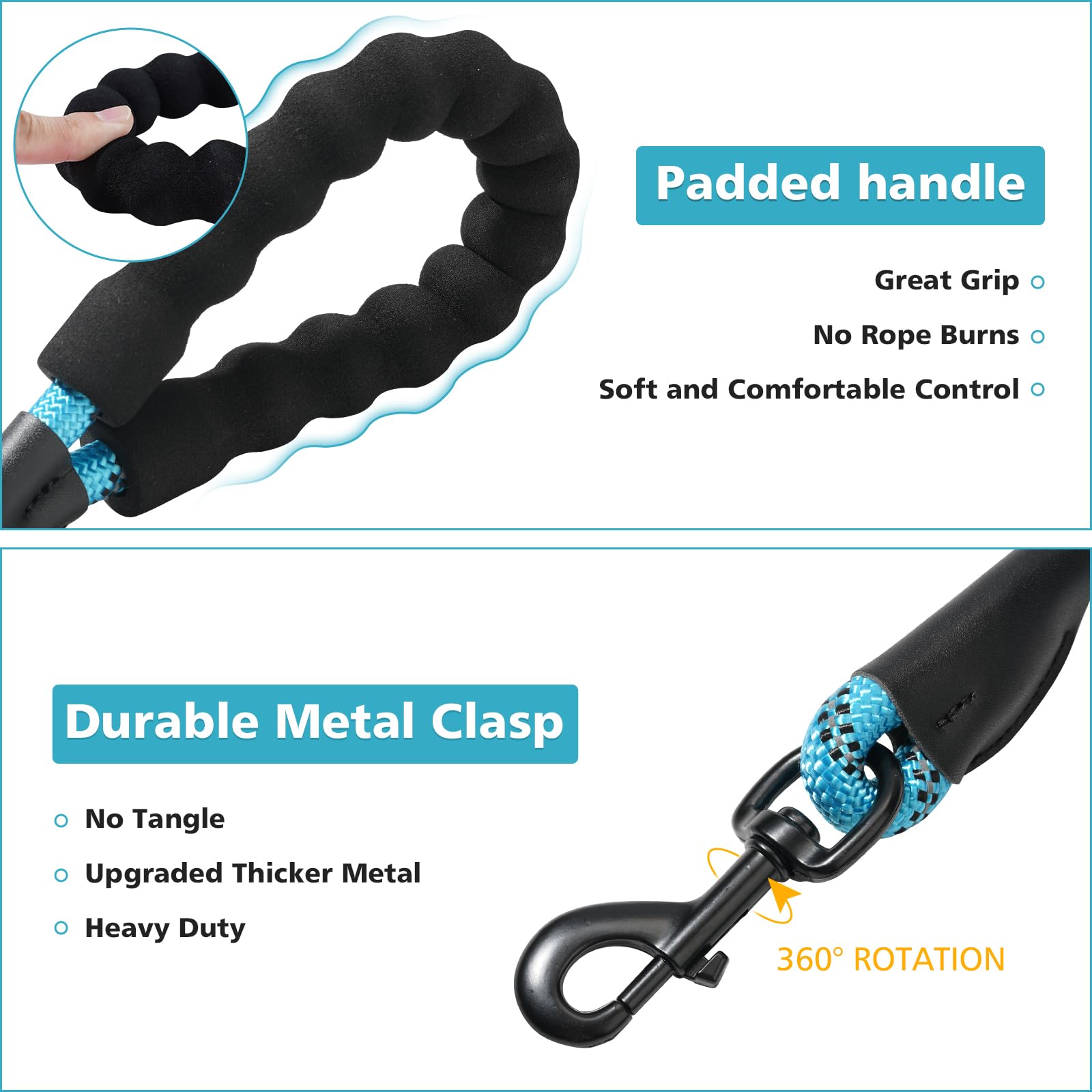 Rttochfy Dog Leash Reflective Rope: 2/4/5/6Ft Heavy Duty Dog Leash For Small Medium Large Dogs Nylon Puppy Leash With Soft Padded Handle For Outside Walking Running