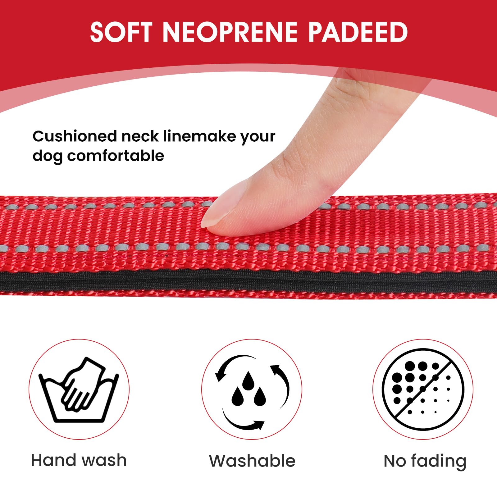 Penseepet Reflective Dog Collar Padded With Soft Neoprene Breathable Quick Release Basic Dog Collars For Puppy Small Dogs Red Girl Boy
