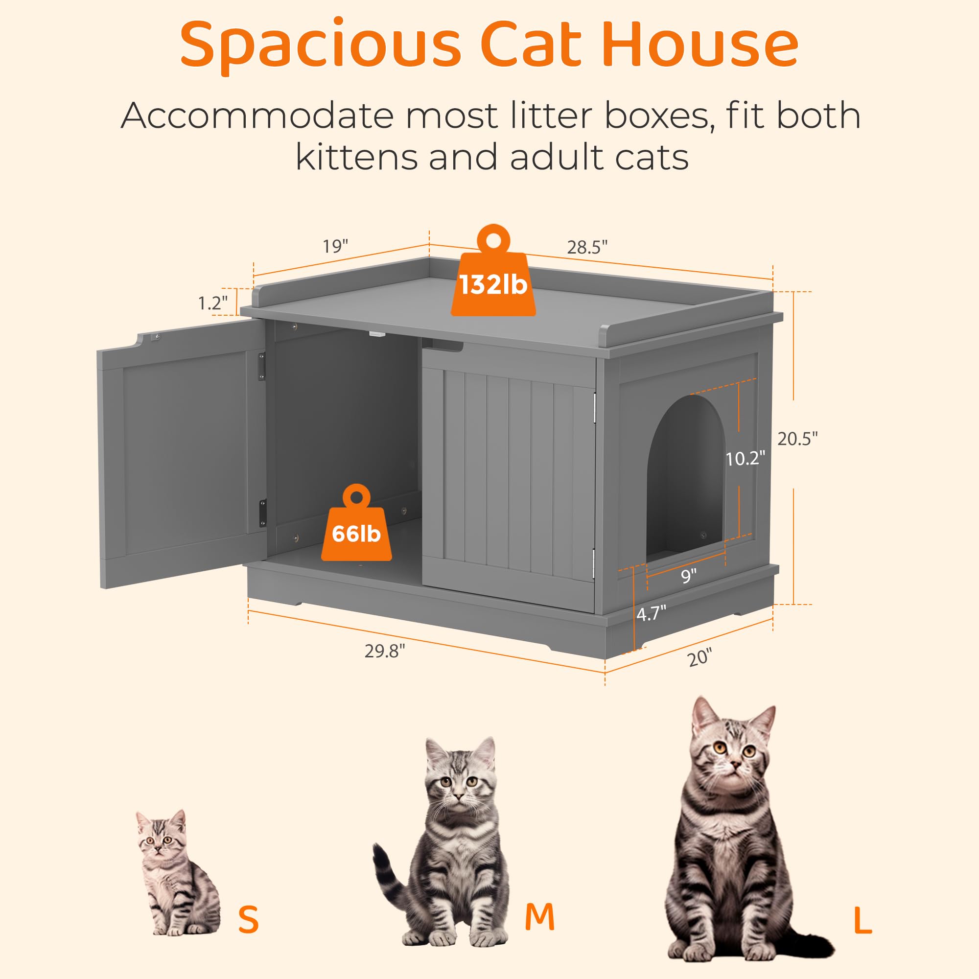 Epetlover Cat Litter Box Enclosure Extra Large Wooden Litter Box Furniture Hidden With Removable Divider, Indoor Cat House Night
