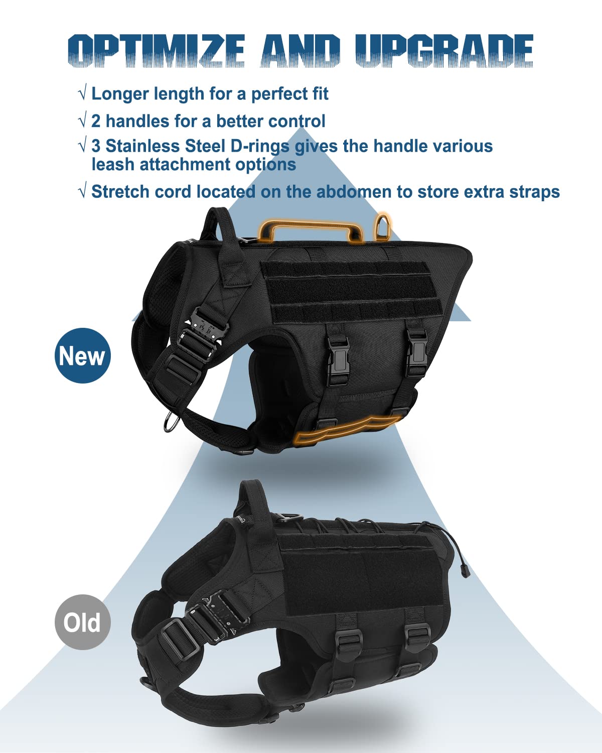 Tactical Dog Harness - Petnanny Service Dog Vest For Large Dogs Fully Body Coverage In Training Dog Harness With 2 Reflective Do