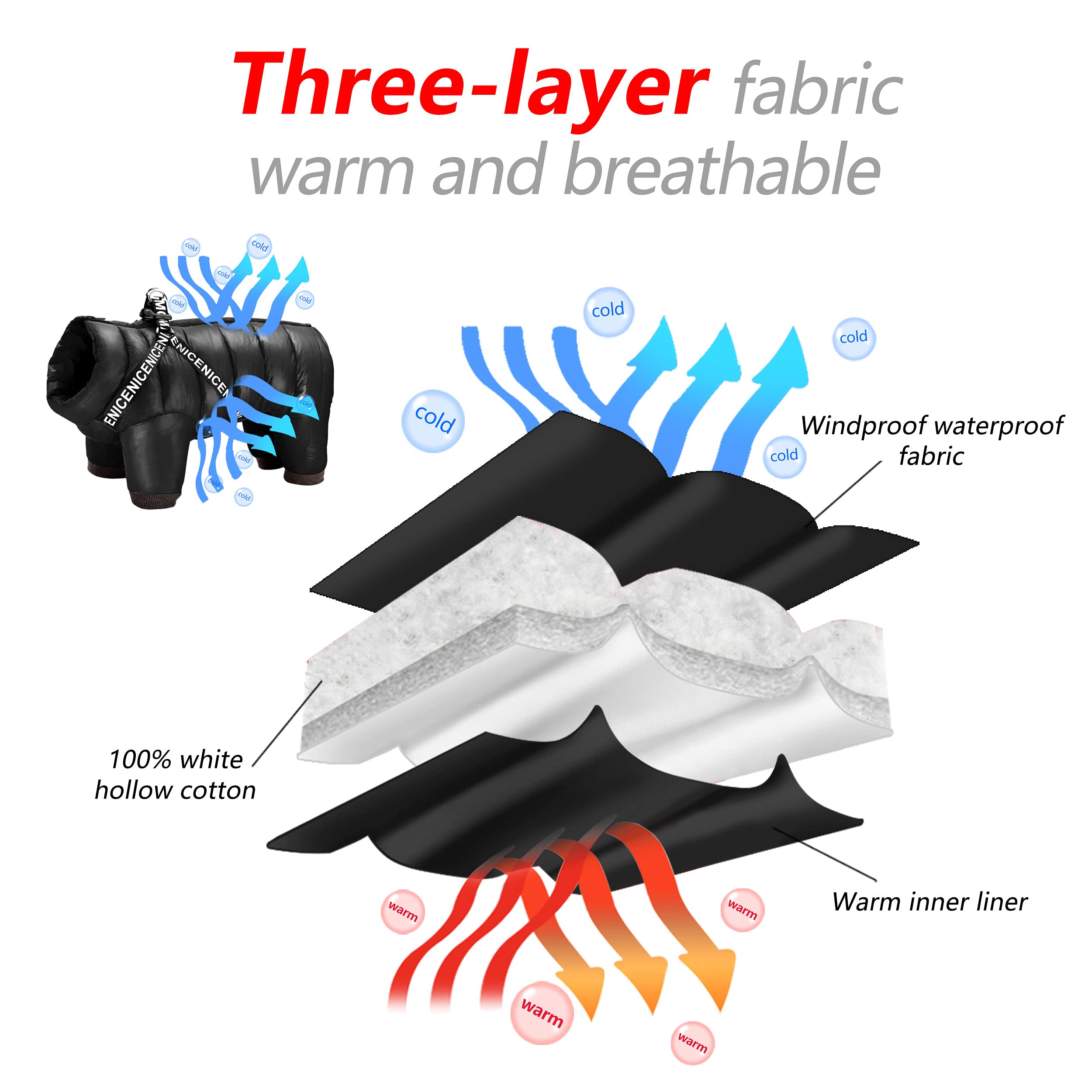 Didog Winter Small Dog Coats,Waterproof Jackets With Harness & D Rings, Warm Zip Up Cold Weather Coats For Puppy & Cats Walking