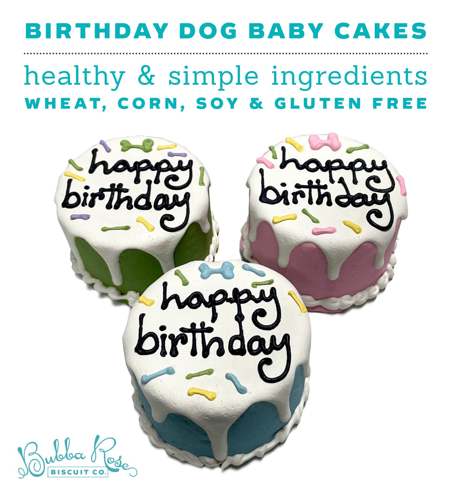 Bubba Rose Biscuit Company: White Dog Birthday Cake - Crunchy Biscuit Texture - Natural Gourmet Treat - 4.25 1 Count - Made in T