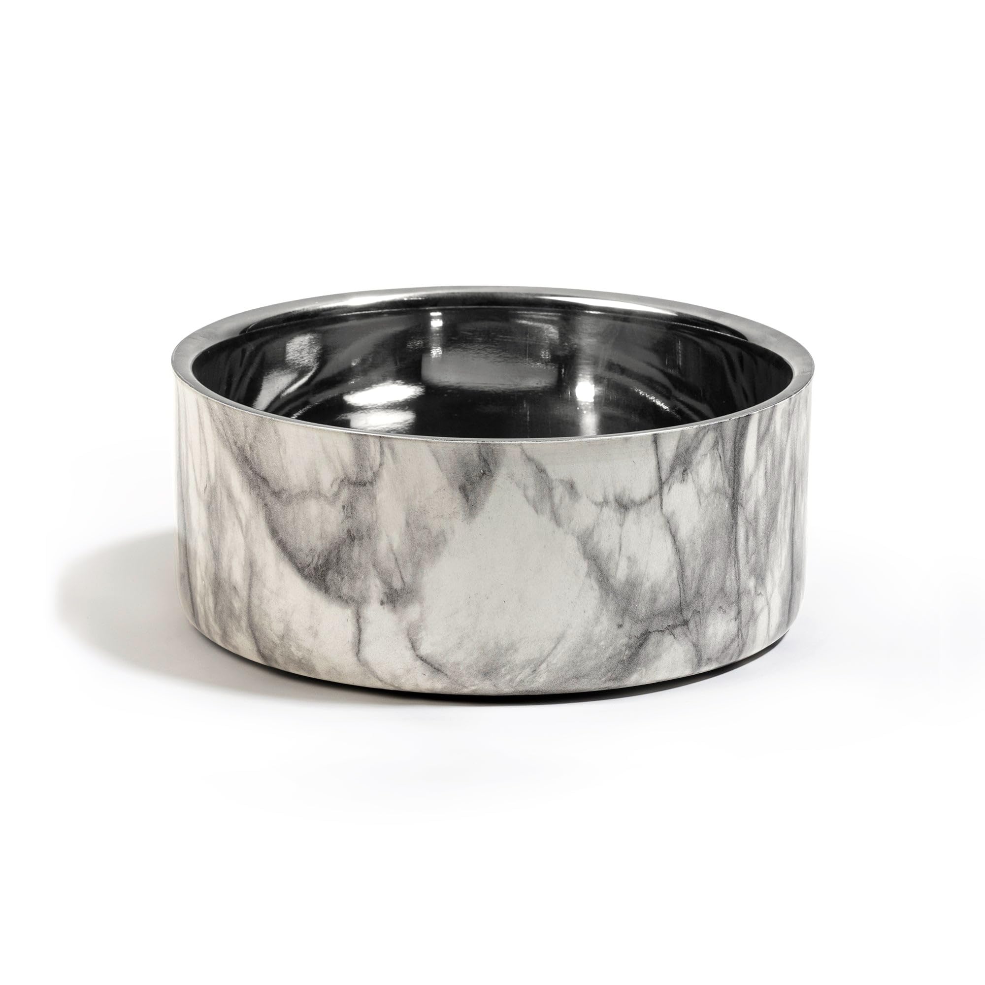 Huft Marble Mist Printed Steel Bowl For Dogs  Grey  L
