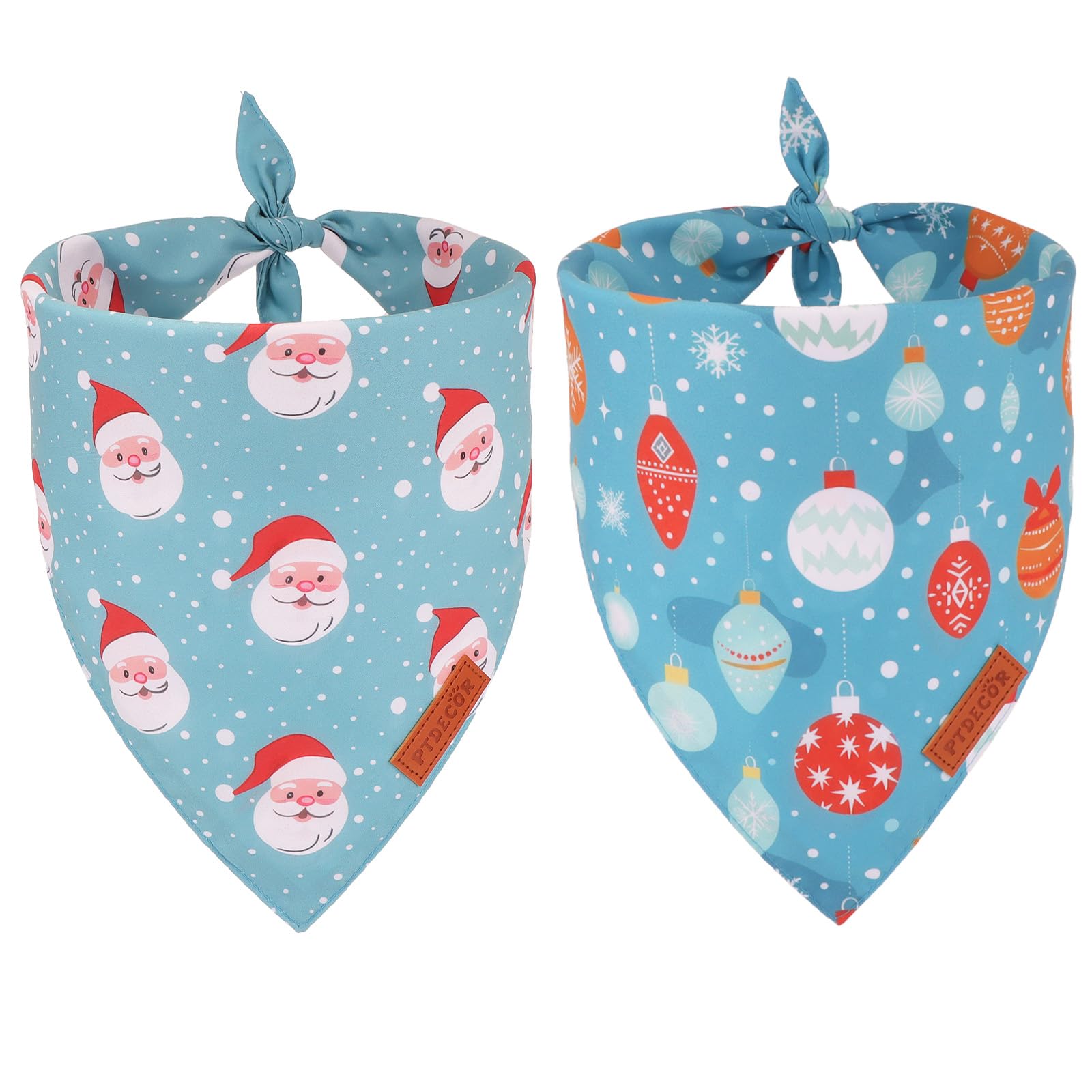 Ptdecor Christmas Dog Bandana, Xmas Light Bulb Santa Reversible Holiday Dog Scarf, Triangle Christmas Bandanas For Small Dogs Pe
