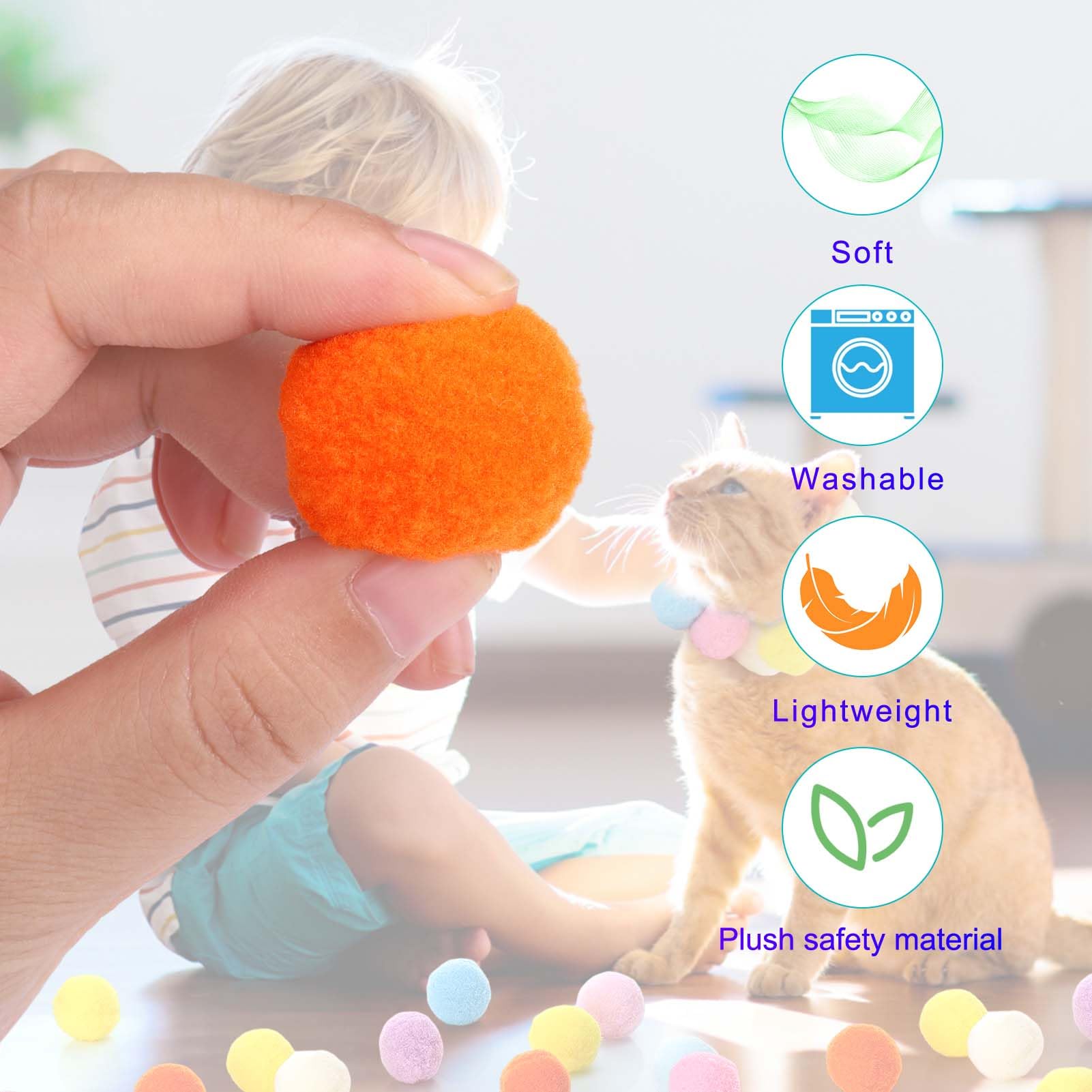 Aiersa Interactive Cat Toys - 100Pcs Pom Pom Balls With Launcher Set For Indoor Cats, Kitten Enrichment