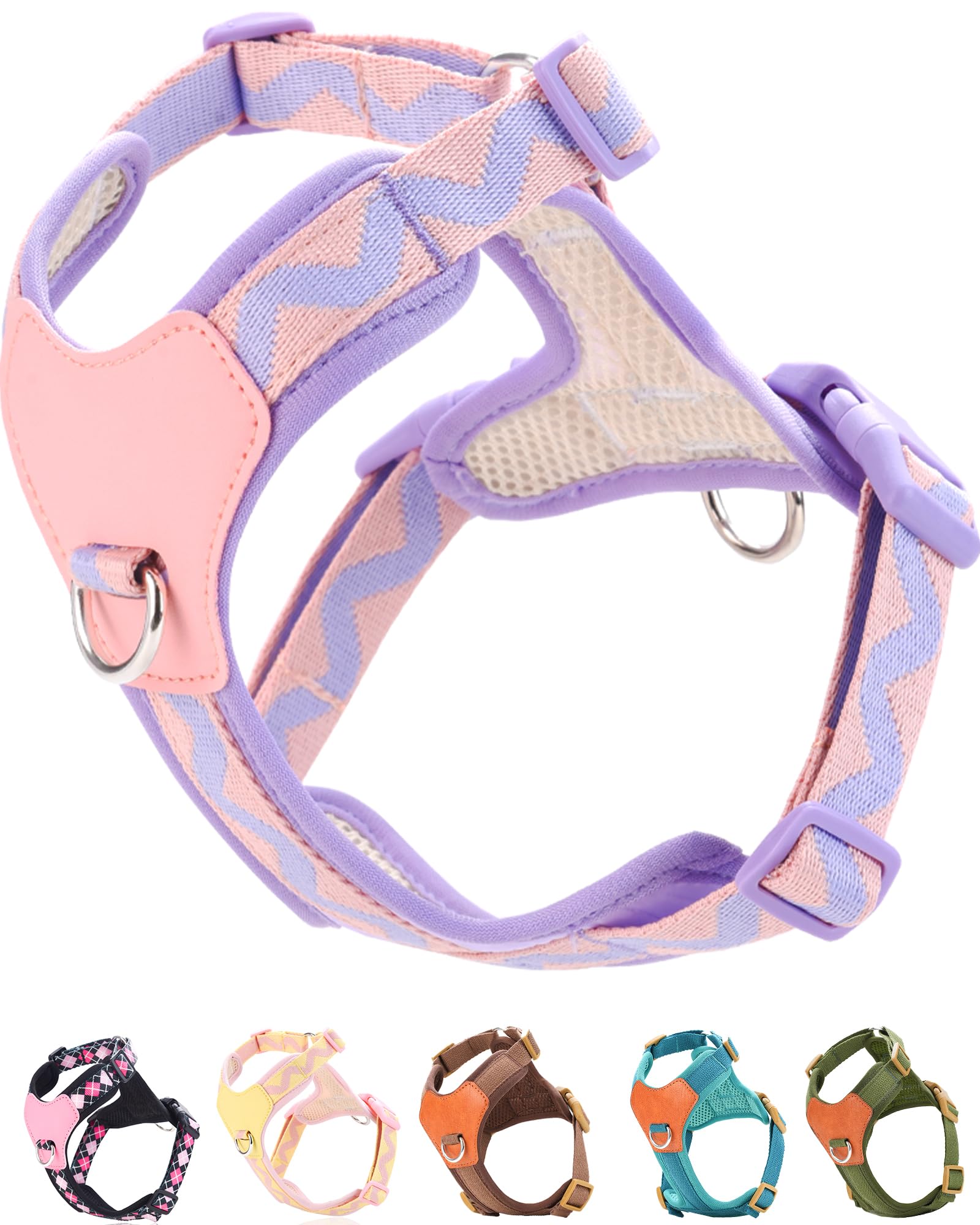 Purple Medium Dog Harness For Medium Dogs, No Pull Dog Harness With 2 Leash Clips, Puppy Harness, Dog Vest Harness (Purple, M)