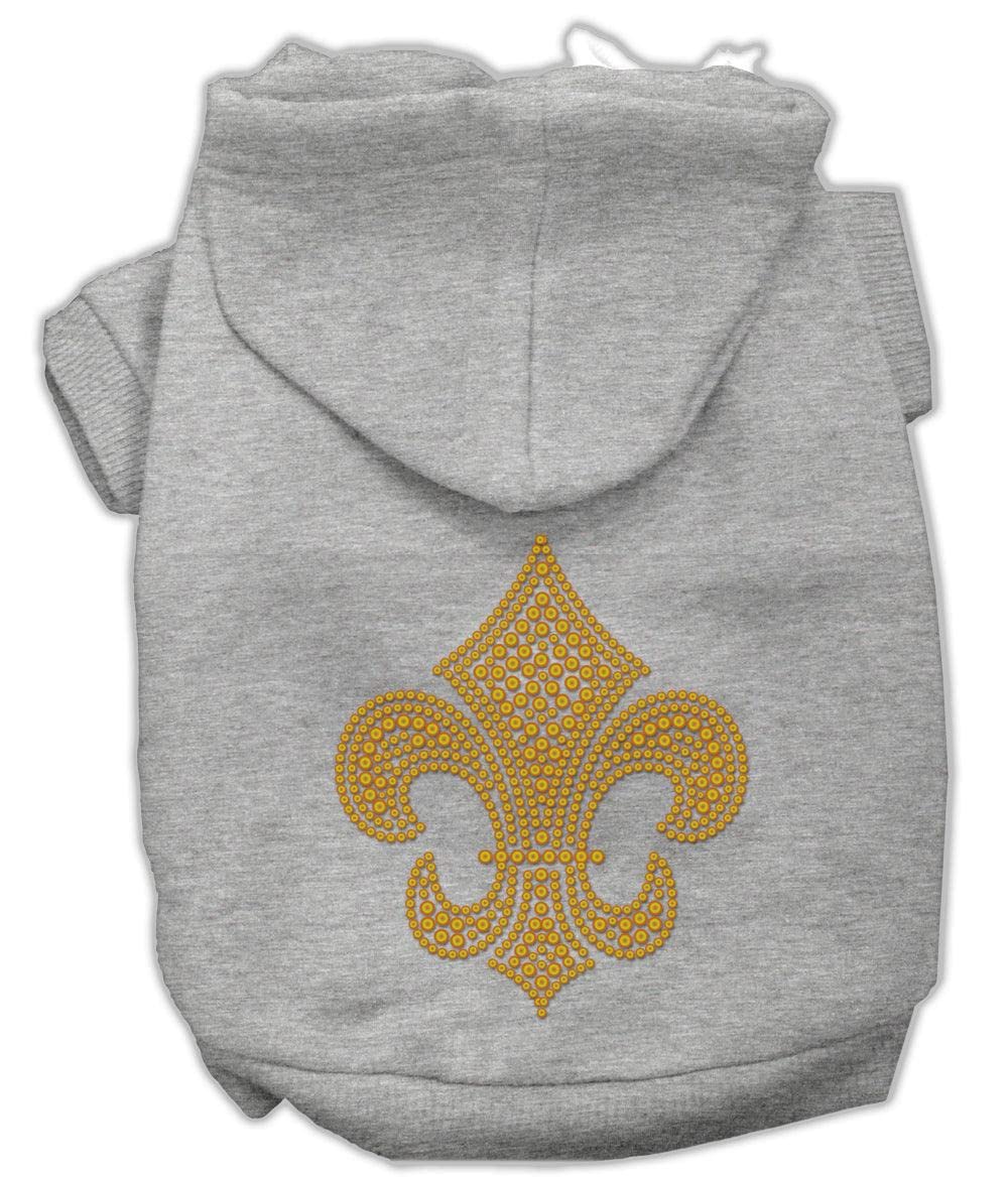 Pet, Dog & Cat Hoodie Rhinestone, "Gold Fleur De Lis" Red MD (6-10 lbs.)