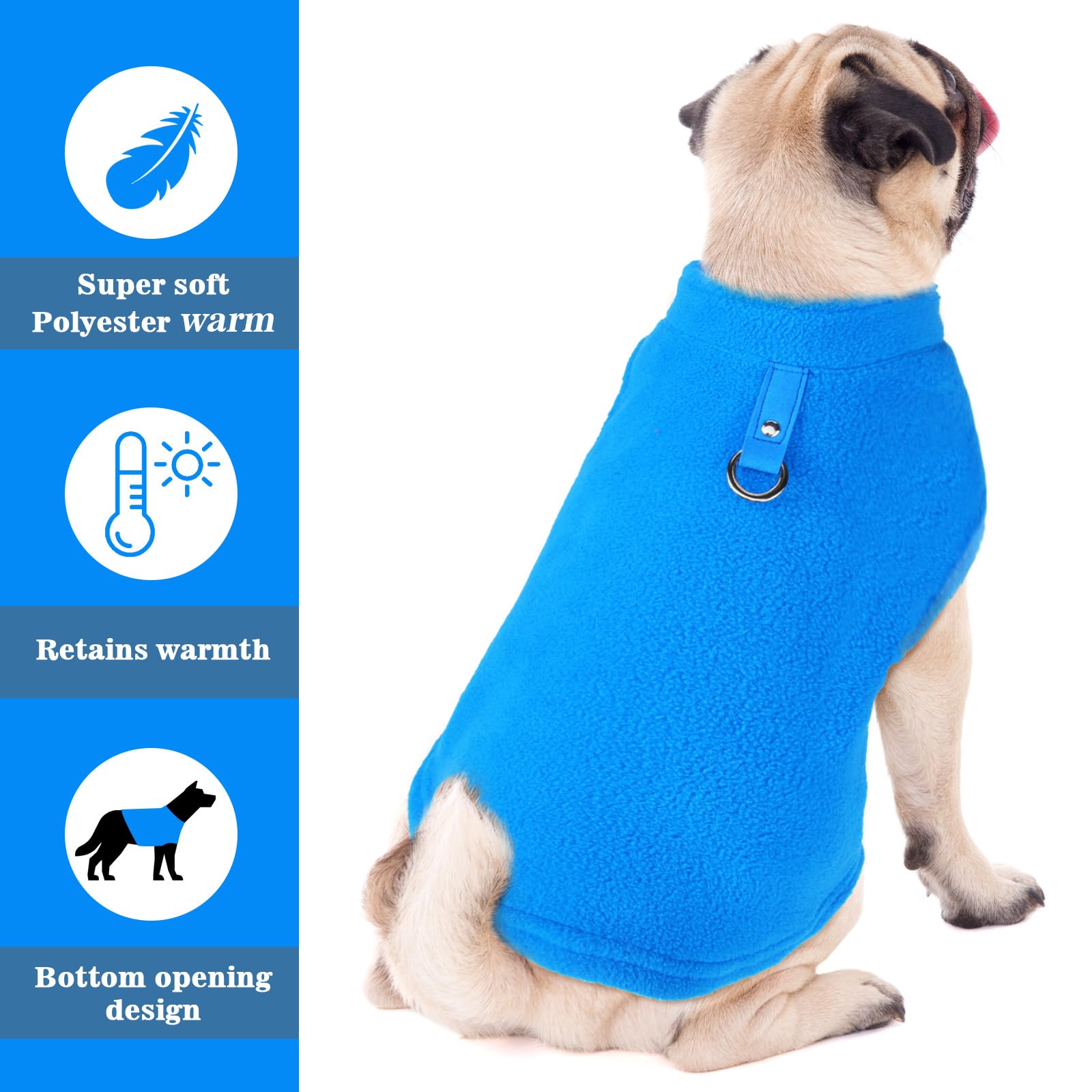 Satinior 4 Pieces Dog Polyester Warmer Vest Sweater Warm Pullover Jacket With D-Ring Leash Cold Weather Coat Hoodie For Small An