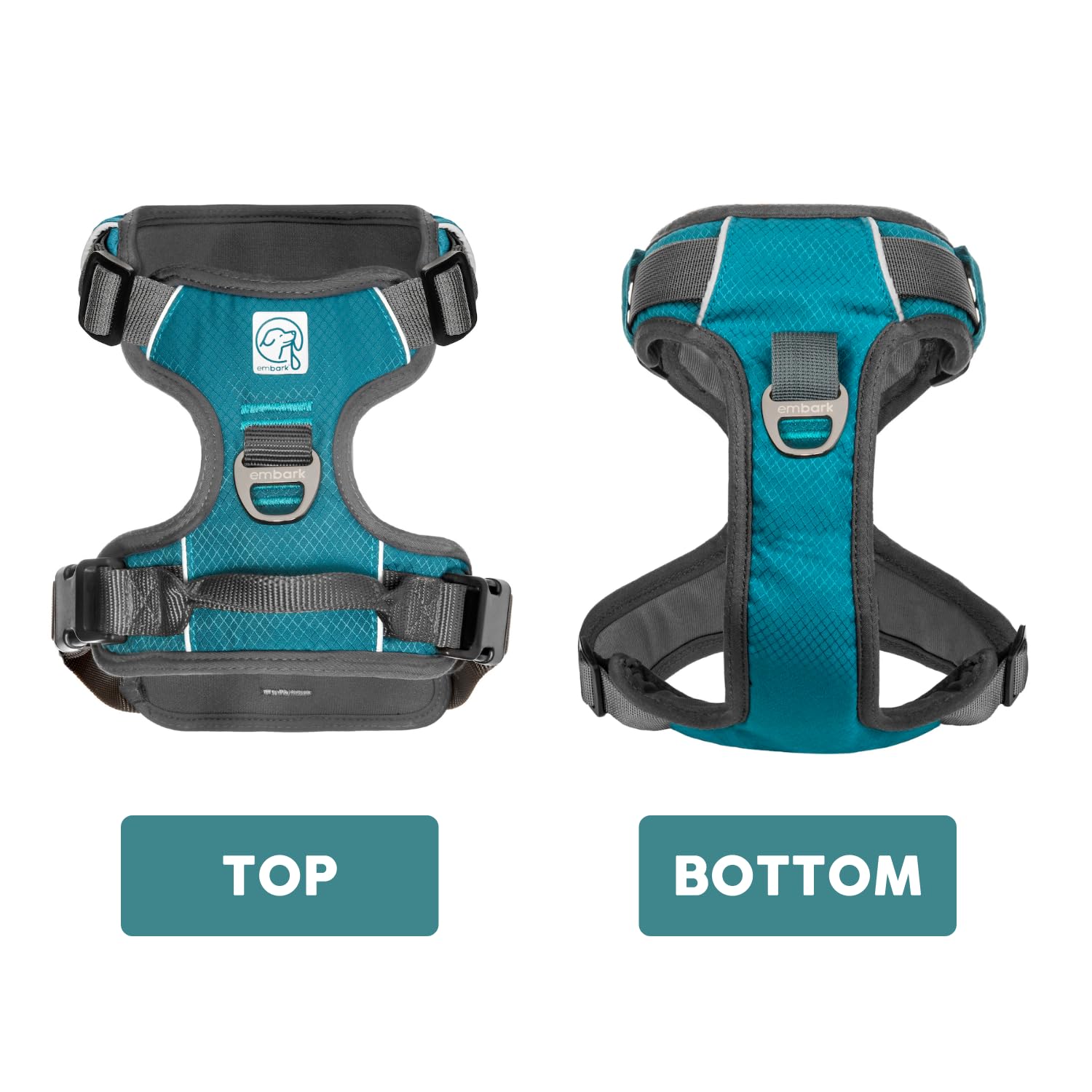 Embark Adventure XL No-Pull Dog Harness - Adjustable Blue Vest for Extra Large, Medium & Small Dogs, Soft Padded with 2 Leash Clips